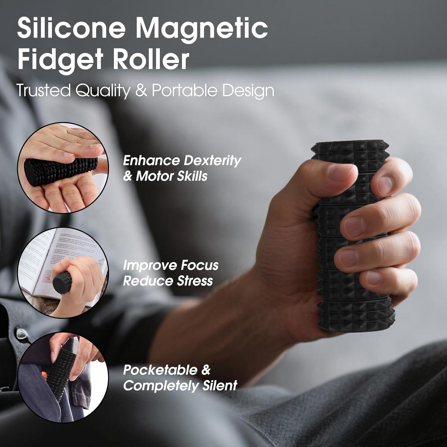 Silicone Magnetic Stress Balls, 6 Pack Pain Stim Fidget Toys Adults & Teens, Sensory Toys for Kids with Autism ADHD with Storage Box, Stress Relief & Focus Handheld Roller for Office Travel Classroom - Image 7