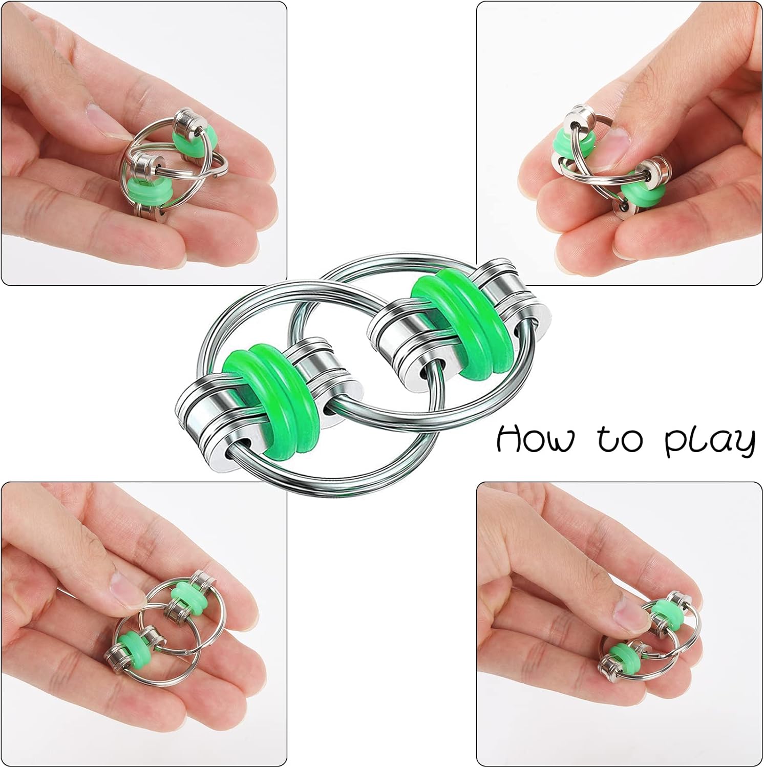 8 Pcs Hand Fidget Toys for Adults Roller Bike Chain Figette Spinners Flippy Chain Mesh Marble and Spiky Sensory Rings Desk Silent Figits Toys for Teens Anxiety and Stress Relief Easter Toys - Image 6