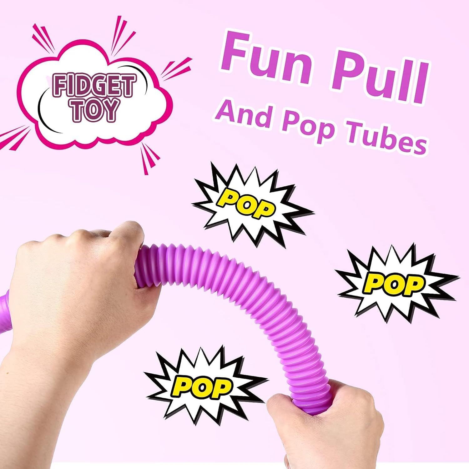 Vanblue Large 8 Pcs Pop Tubes Sensory Fidget Tubes Summer Toddler Toys Party Favors with Autism Classroom Prizes Gifts Goodie Bag Stuffers Anxiety Stress Relief Toys for Kids Adults - Image 6