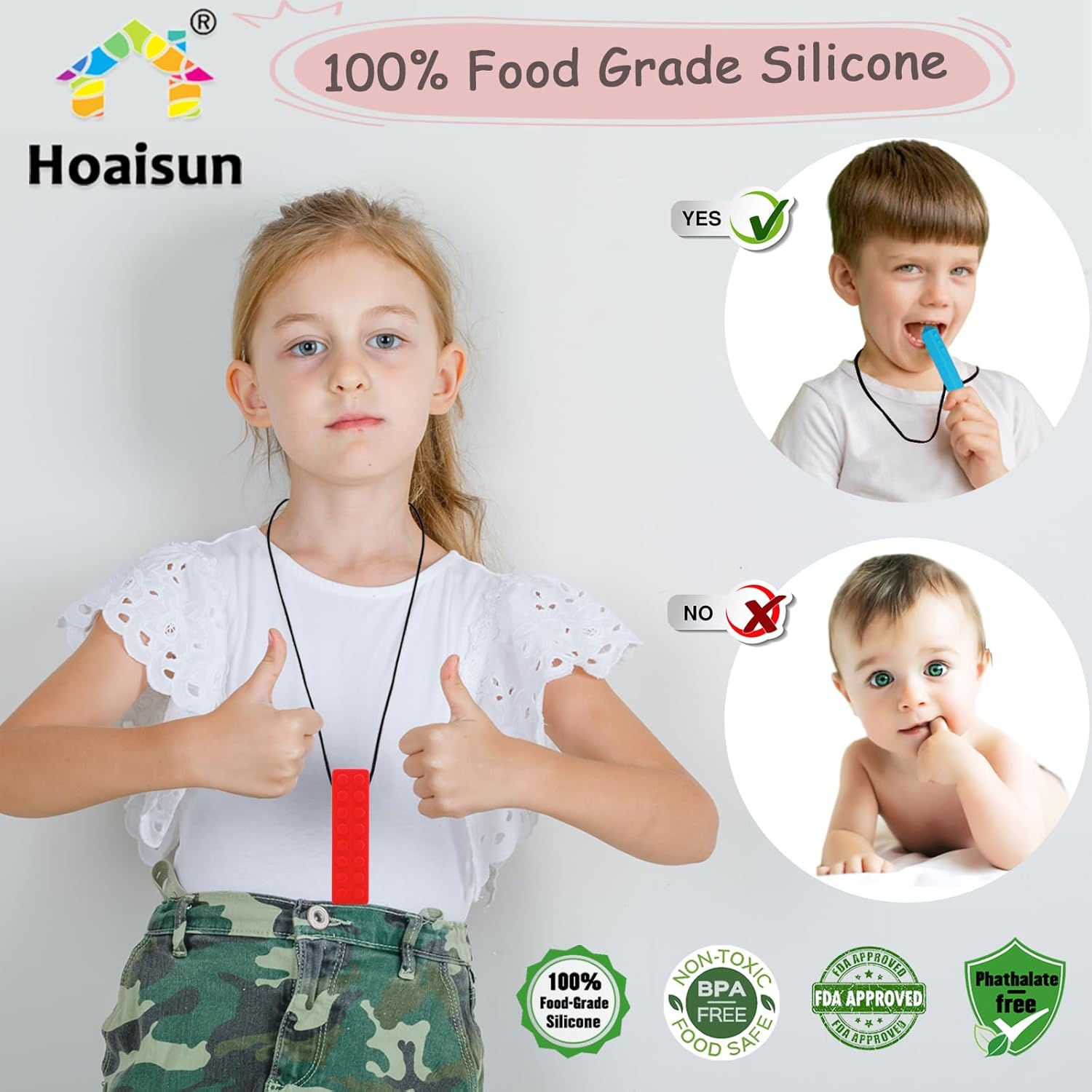 Chewy Necklaces for Sensory Kids, 6 Pack Chew Necklaces for Sensory Boys and Girls with Autism, ADHD, SPD, Chewing, Biting, Silicone Oral Sensory Chew Teething Toys for Adults Reduce Anxiety Fidget - Image 3