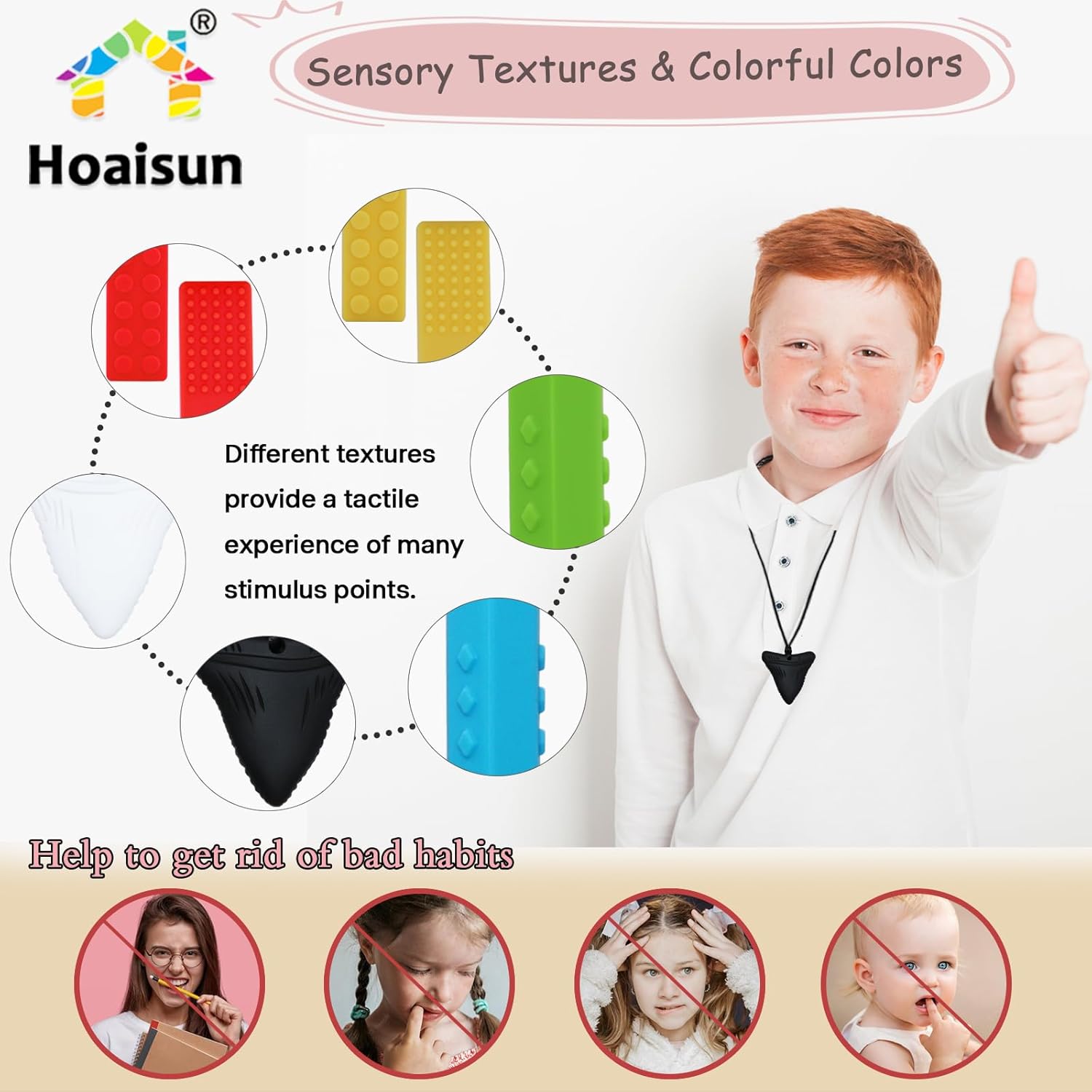 Chewy Necklaces for Sensory Kids, 6 Pack Chew Necklaces for Sensory Boys and Girls with Autism, ADHD, SPD, Chewing, Biting, Silicone Oral Sensory Chew Teething Toys for Adults Reduce Anxiety Fidget - Image 4