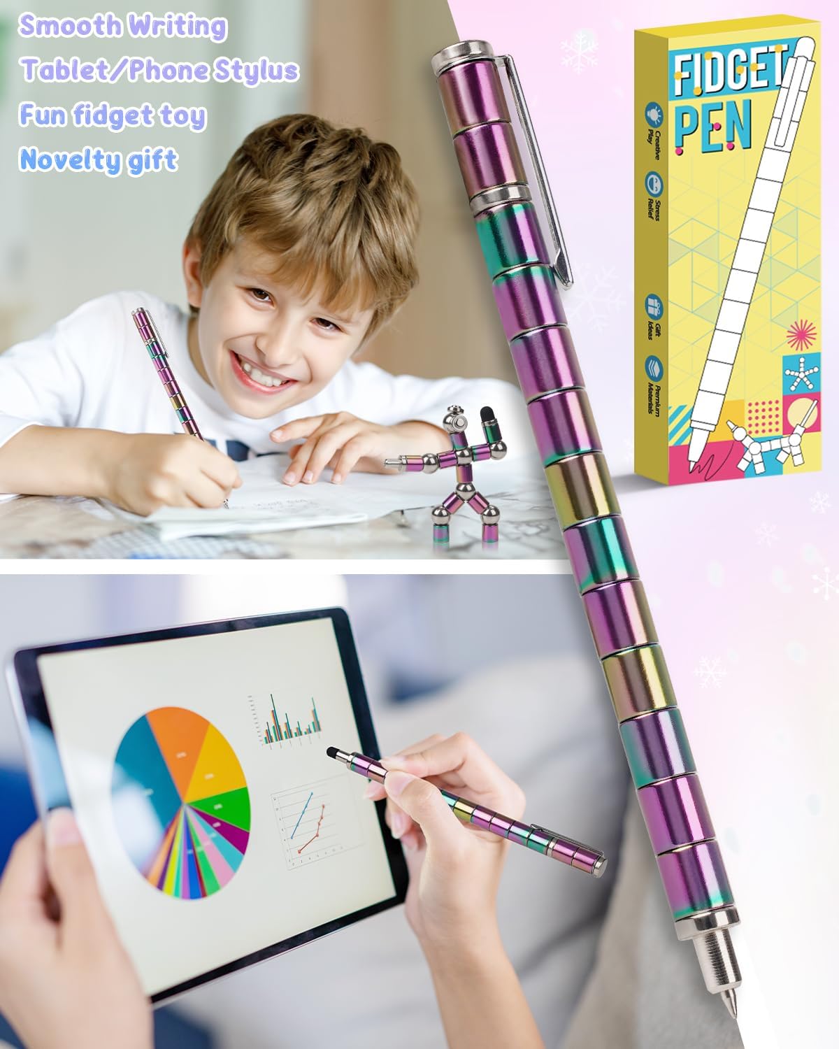 Stocking Stuffers for Teens Boys Girls Fidget Pen, Gifts for Kids Mens Him Husband Magnetic Pen Fidget Toys Adults Unique Christmas Fun Birthday Gag Gift Ideas Cool Stuff Gadgets for Young Teenage - Image 5