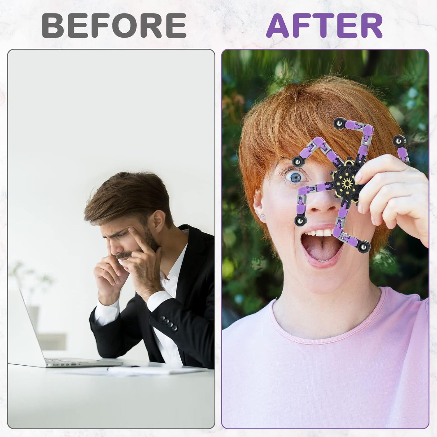 100 Pcs Funny Sensory Fidget Toy Bulk Transformable Chain Robot Finger Toys Fidget Spinners Stress Relief Fingertip Gyro Deformable Mechanical Spiral Spinner for Adult Kids ADHD(Classic) - Image 5