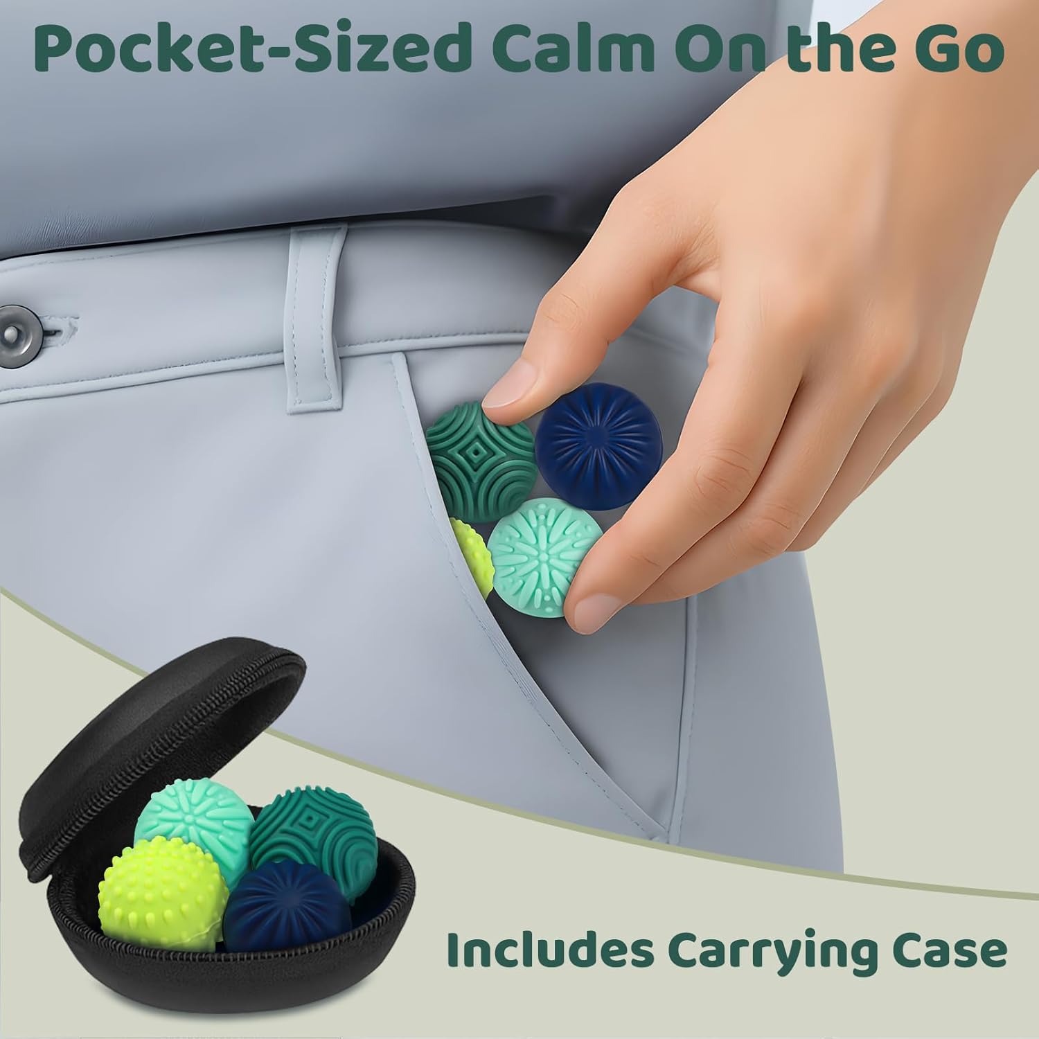 Magnetic Sensory Fidget Balls – 4PC Medium Weighted Textured Silicone Stress Relief Toys for Adults & Teens with ADHD, Autism, Anxiety – Quiet Magnet Fidgets for Desk, Travel, Office & Gifts - Image 8