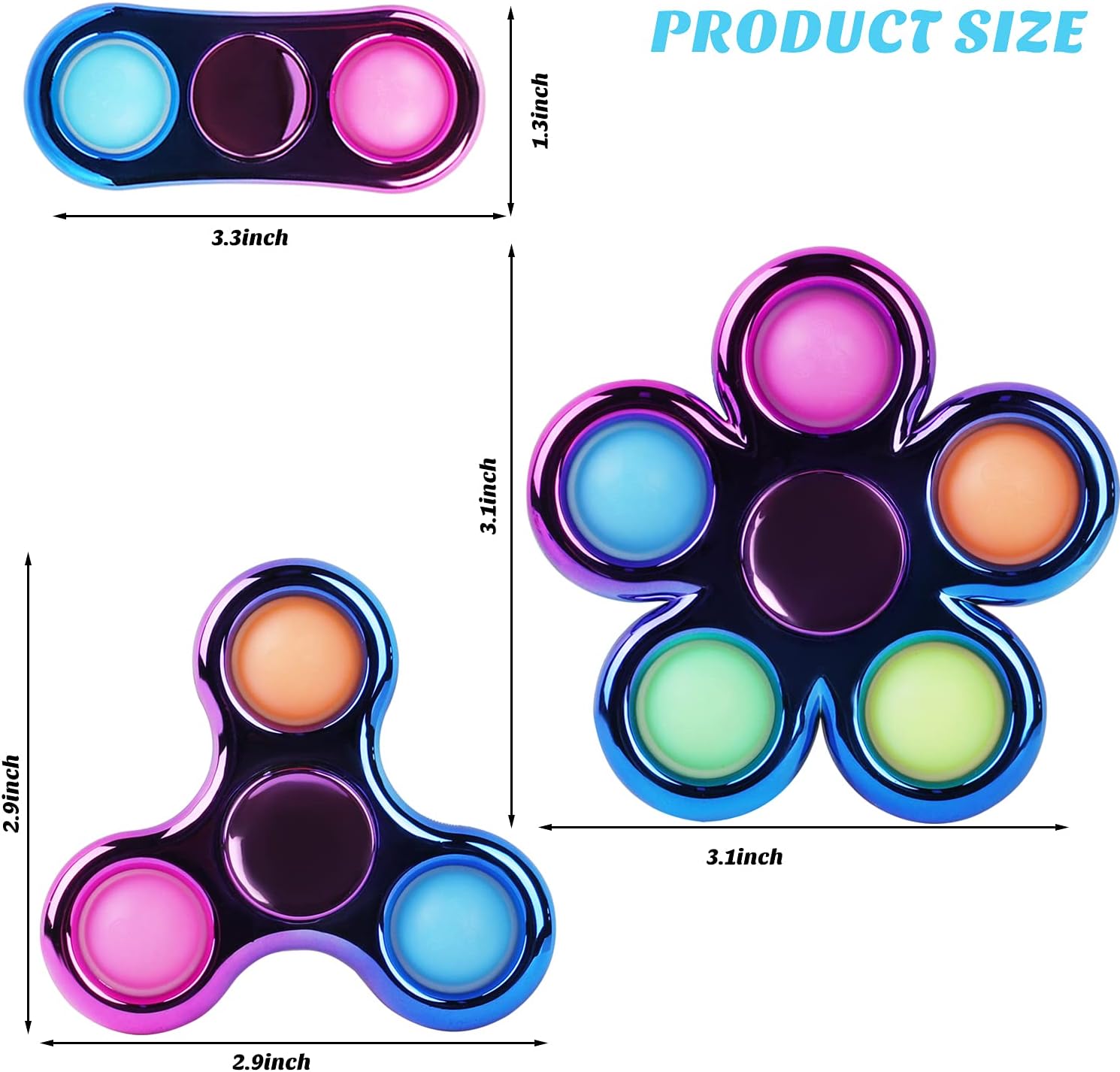 3 Pack Pop Fidget Spinner, Ideal Decompression Fidget Toys Adult Fidget Spinner for Relief, Goodie Bag Stuffers Return Gifts Birthday Party Favors Classroom Carnival Prize for Kids Boys Girls - Image 5