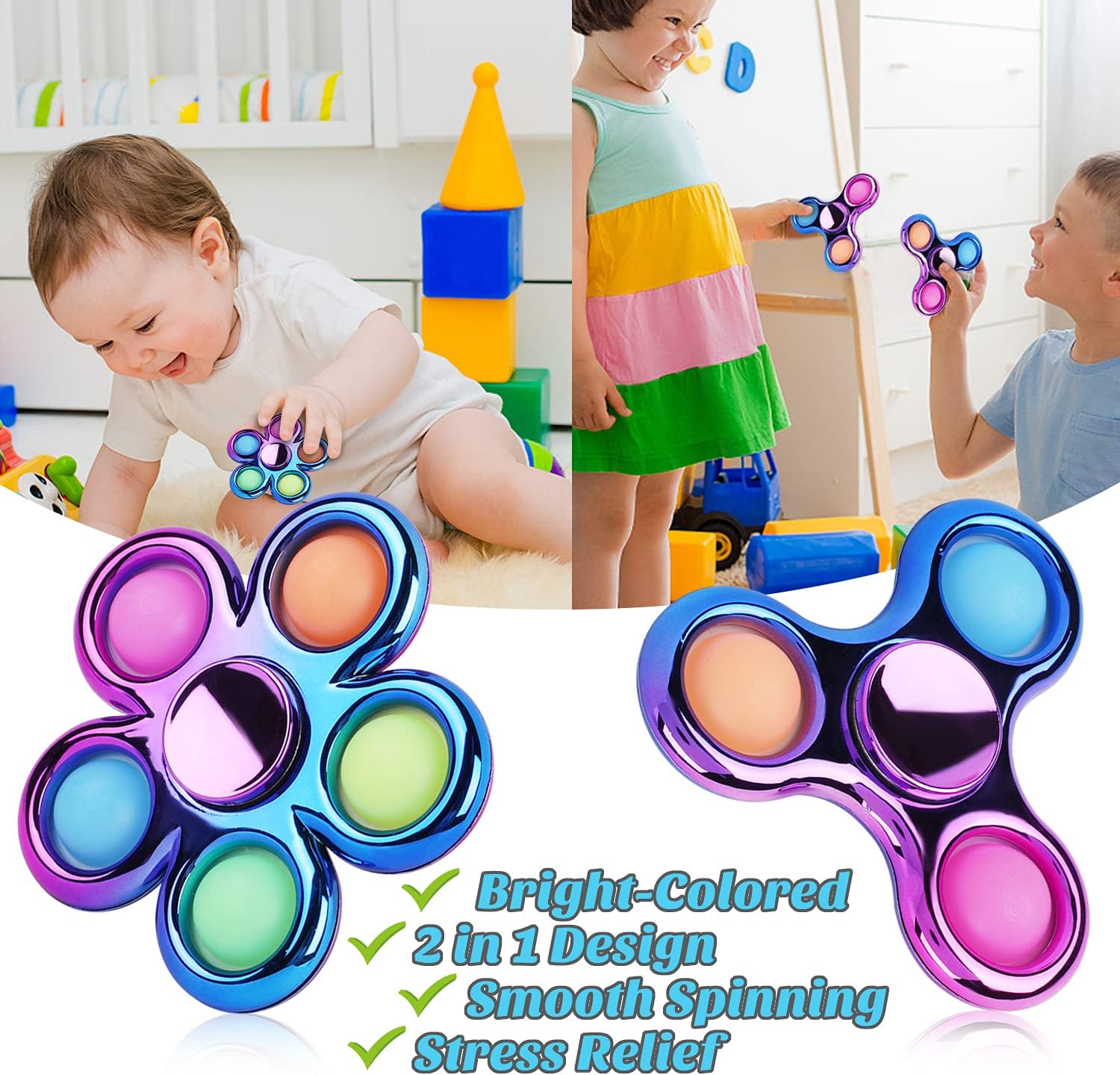 3 Pack Pop Fidget Spinner, Ideal Decompression Fidget Toys Adult Fidget Spinner for Relief, Goodie Bag Stuffers Return Gifts Birthday Party Favors Classroom Carnival Prize for Kids Boys Girls - Image 6