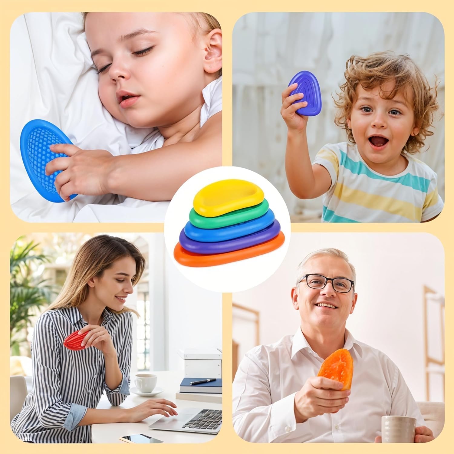 6-Pack Sensory Fidget Stones for Kids – Textured Soft Worry Toys for Autism, Calming Stress Relief for Students & Anxiety, Small Classroom Prizes & Party Favors - Image 3