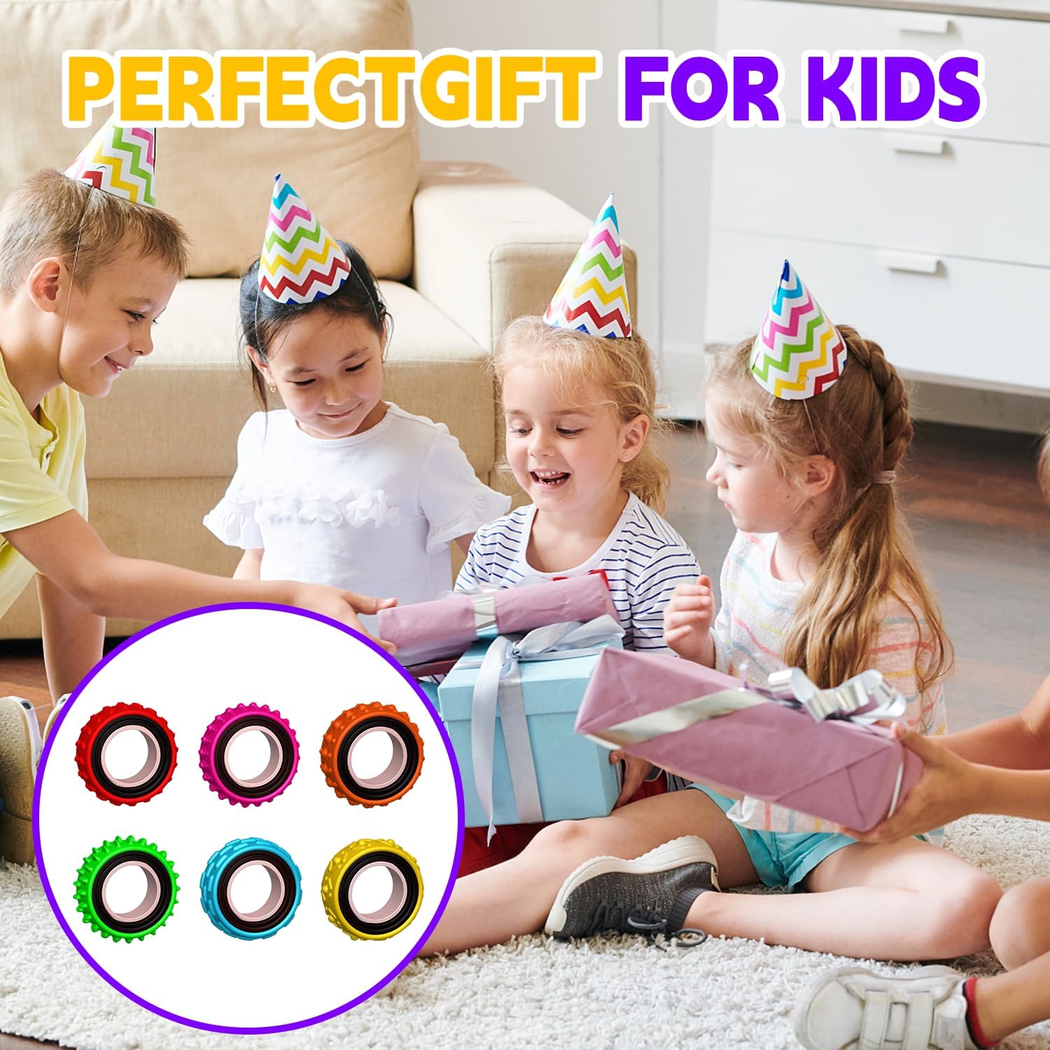 Sensory Toys Fidget Rings for Kids,Finger Spinner Rings,Texture Stress Toys for Kids Autism Calming,Quiet Desk Fidgets for Classroom Anxiety Office for Teens,Pain Stim Stress Relief Sensory Rings(12) - Image 8