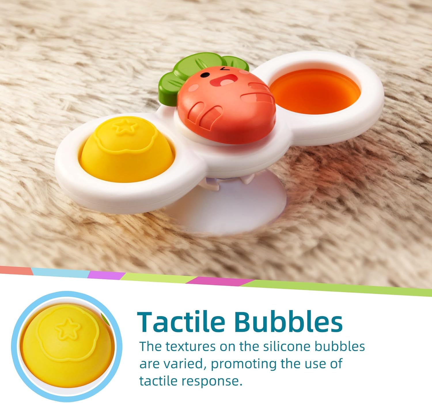 LiKee Strong Suction Cup Fidget Rotating Sensory Bath Toys for Baby, Airplane Car Travel Table & Window Toys for Toddler Boys and Girls, 6+ Months - Image 3