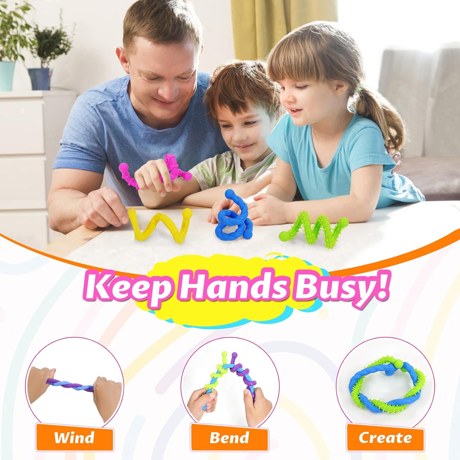 Bendable Sensory Fidget Toys for Kids with Autism & ADHD - Teacher Must Have for Classroom Calm Down Corner, Road Trip Essentials, Christmas & Birthday Stocking Stuffers Gifts for Boys & Girls - Image 3