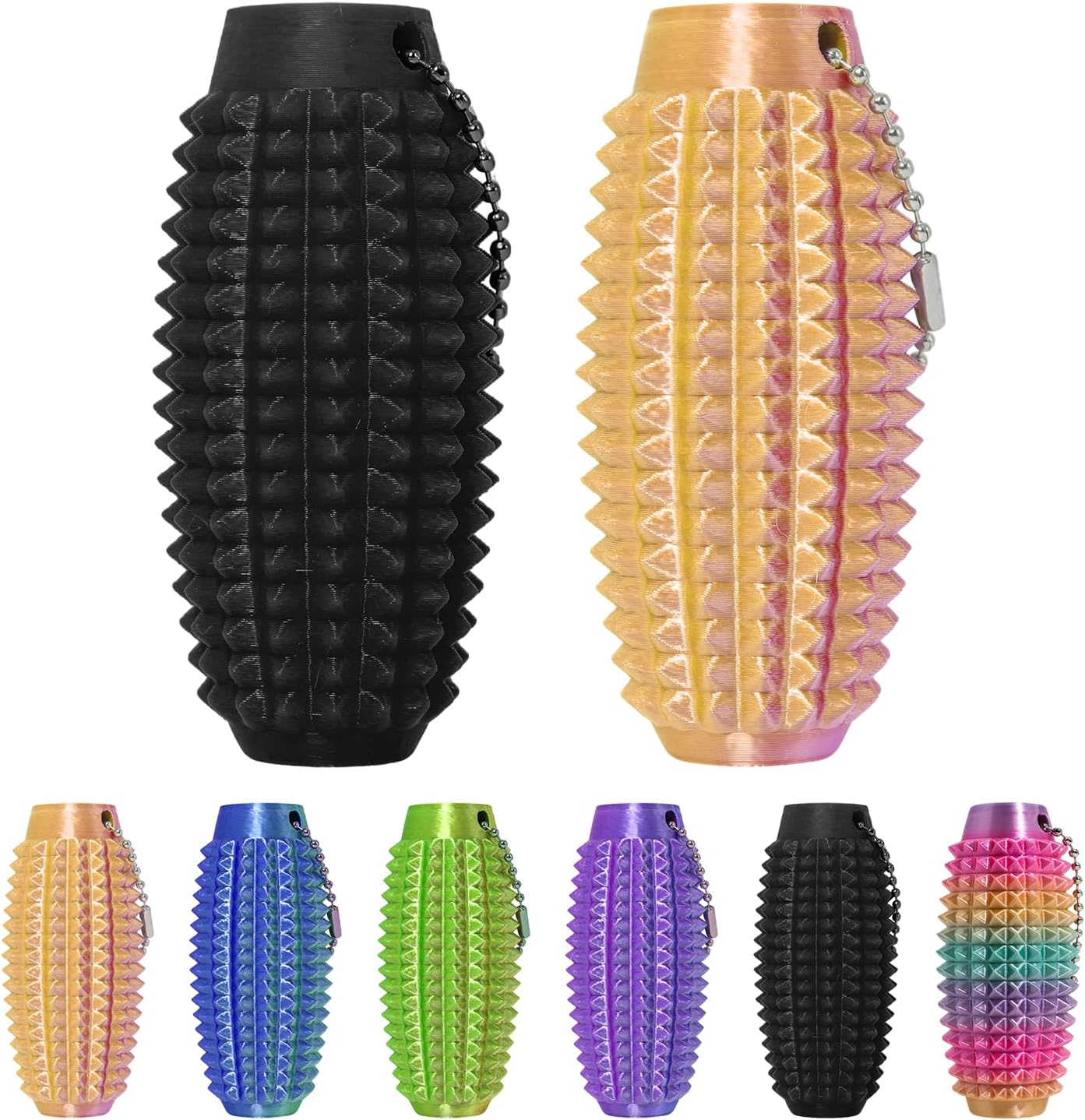 Little Ouchies Pain Fidget, Pain Stim Fidget for Stress Relief & Focus, Little ouchies, Mini Fidget Toys, 3D Printed with Hard Spiky Fidget Massage Keychain, Novelty Keychains (Pink+Black) - Image 2