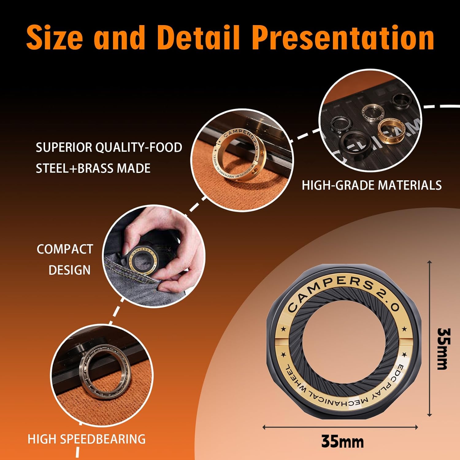 Fidget Spinner for Stress Relief – DIY Magnetic Fidget Ring with Engaging Sounds, EDC Stainless Steel Toys for Adults & Teens, Perfect for Work, Study, Waiting, Gift and Stocking Stuffer - Image 7