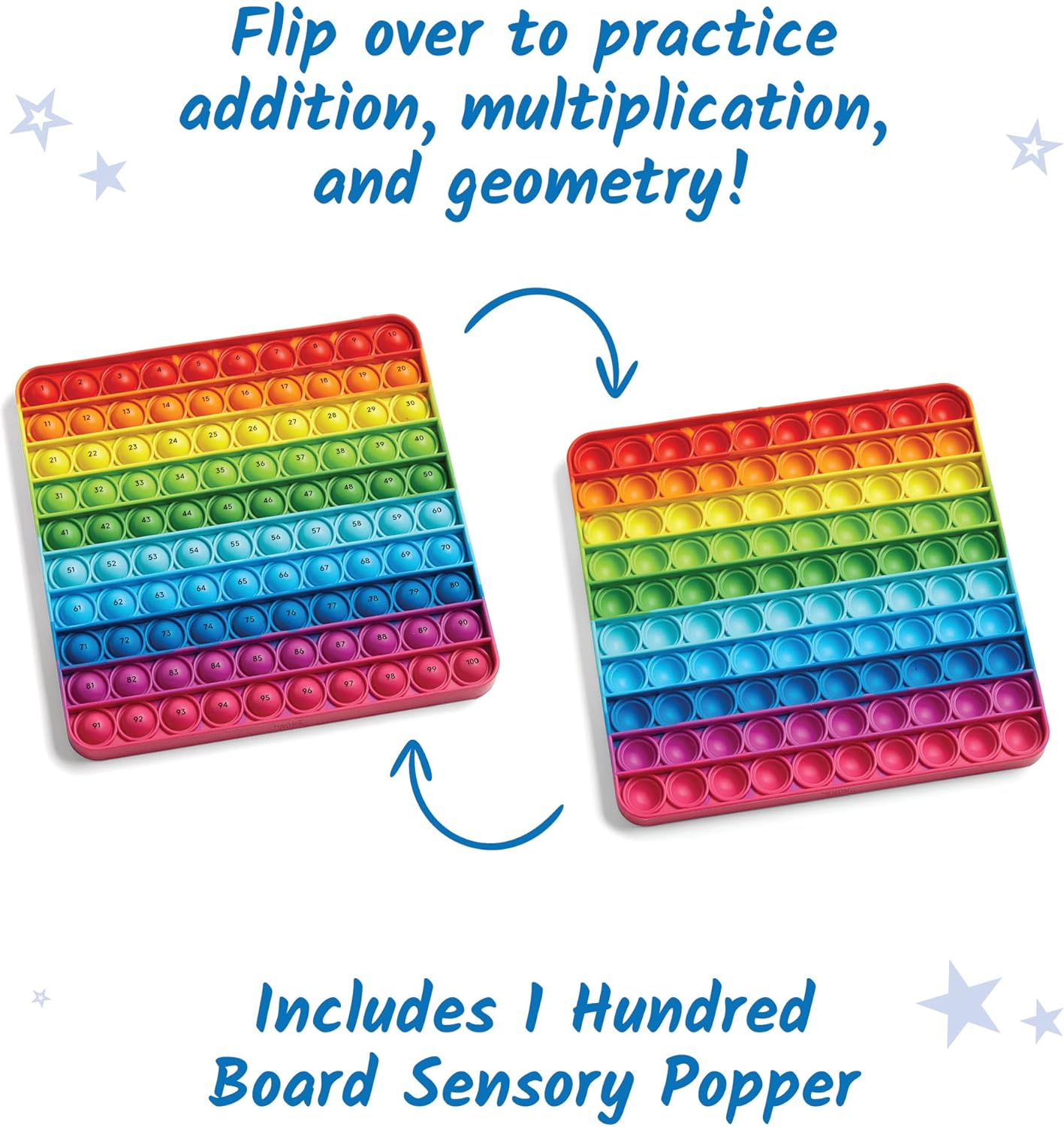 hand2mind Hundred Board Sensory Bubble Popper, Pop Fidget Toys for Kids, Multiplication Board, Math Manipulatives Kindergarten, Fine Motor Toys, Fidgets for Classroom, Calm Down Corner Supplies - Image 4