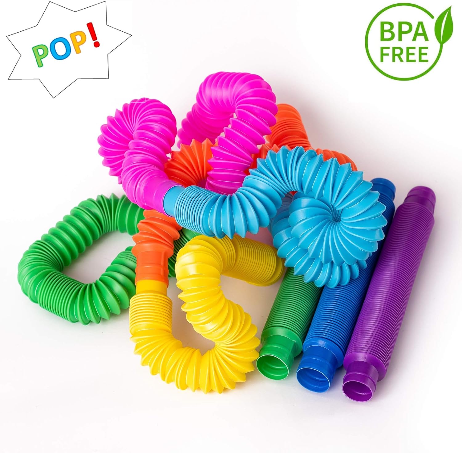 Nutty Toys Pop Tubes - Sensory Toys - Endless Creativity & Fun for Kids and Toddlers |8 Pack Large| - Connect & Pop! Top ADHD Autism Fidget 2025, Best Boy & Girl Christmas Stocking Stuffers Gift Idea - Image 5