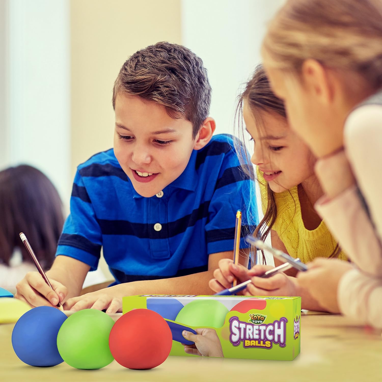 YoYa Toys Pull, Stretch and Squeeze Stress Balls - 3 Balls, Elastic Sensory Balls for Stress and Anxiety Relief, Autism and Special Needs Toys, Calming Fidgets for Kids and Adults, Ideal for Classroom - Image 8