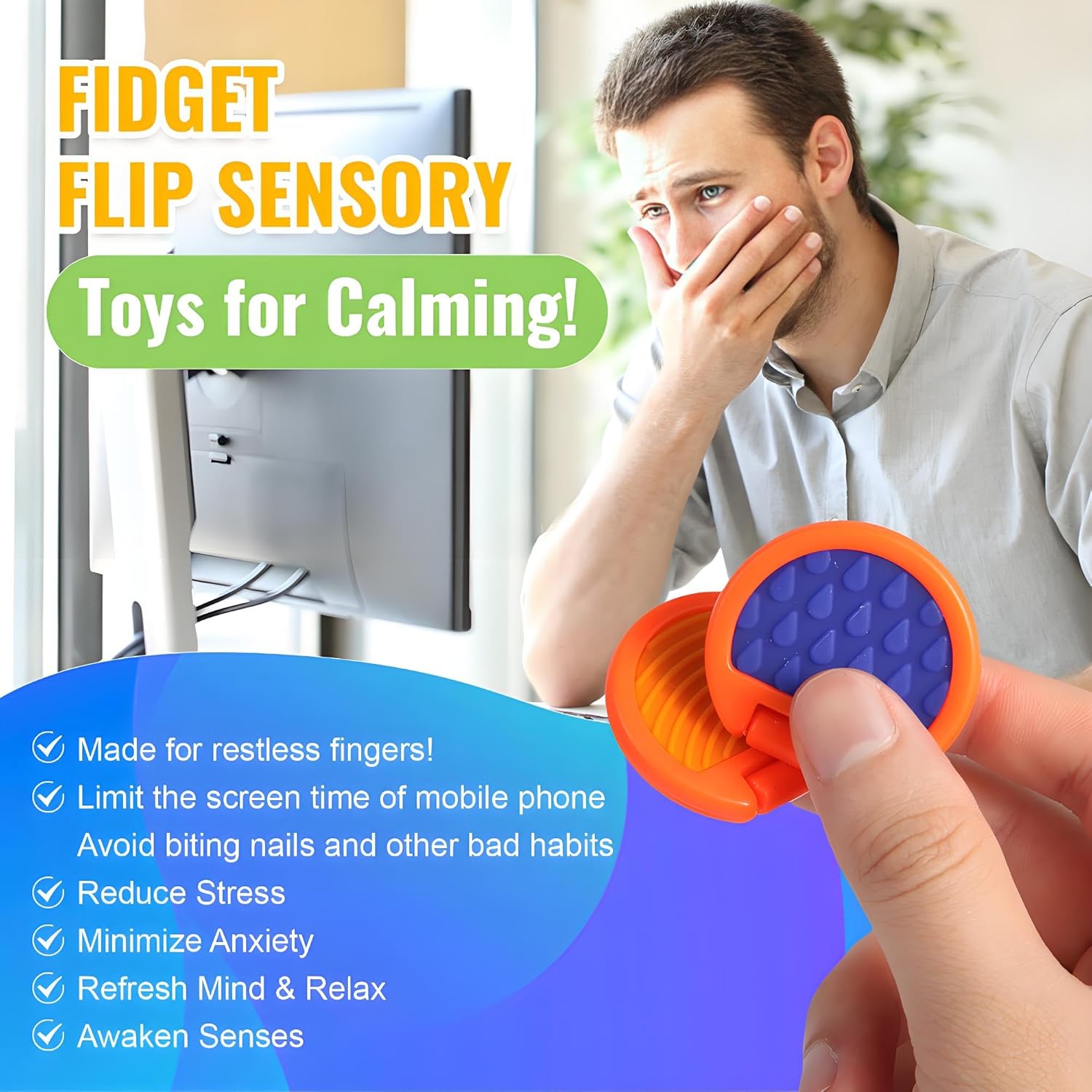 Fidget Toys Adults, Sensory Toys for Kids with Autism, Anxiety Relief Items for ADHD Stress Relief, Fun Fidgets for Teens Textured & Flip Slider - Treasure Box Toys for Classroom (3pcs) - Image 7
