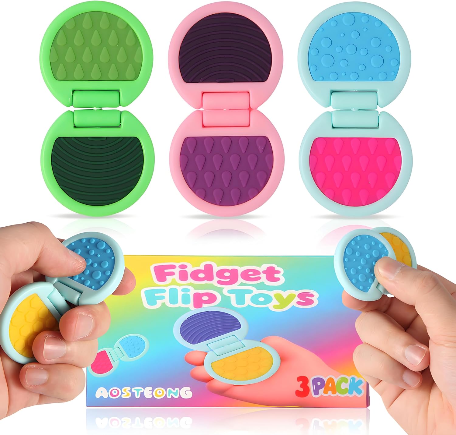 Fidget Toys Adults, Sensory Toys for Kids with Autism, Anxiety Relief Items for ADHD Stress Relief, Fun Fidgets for Teens Textured & Flip Slider - Treasure Box Toys for Classroom (3pcs) - Image 2