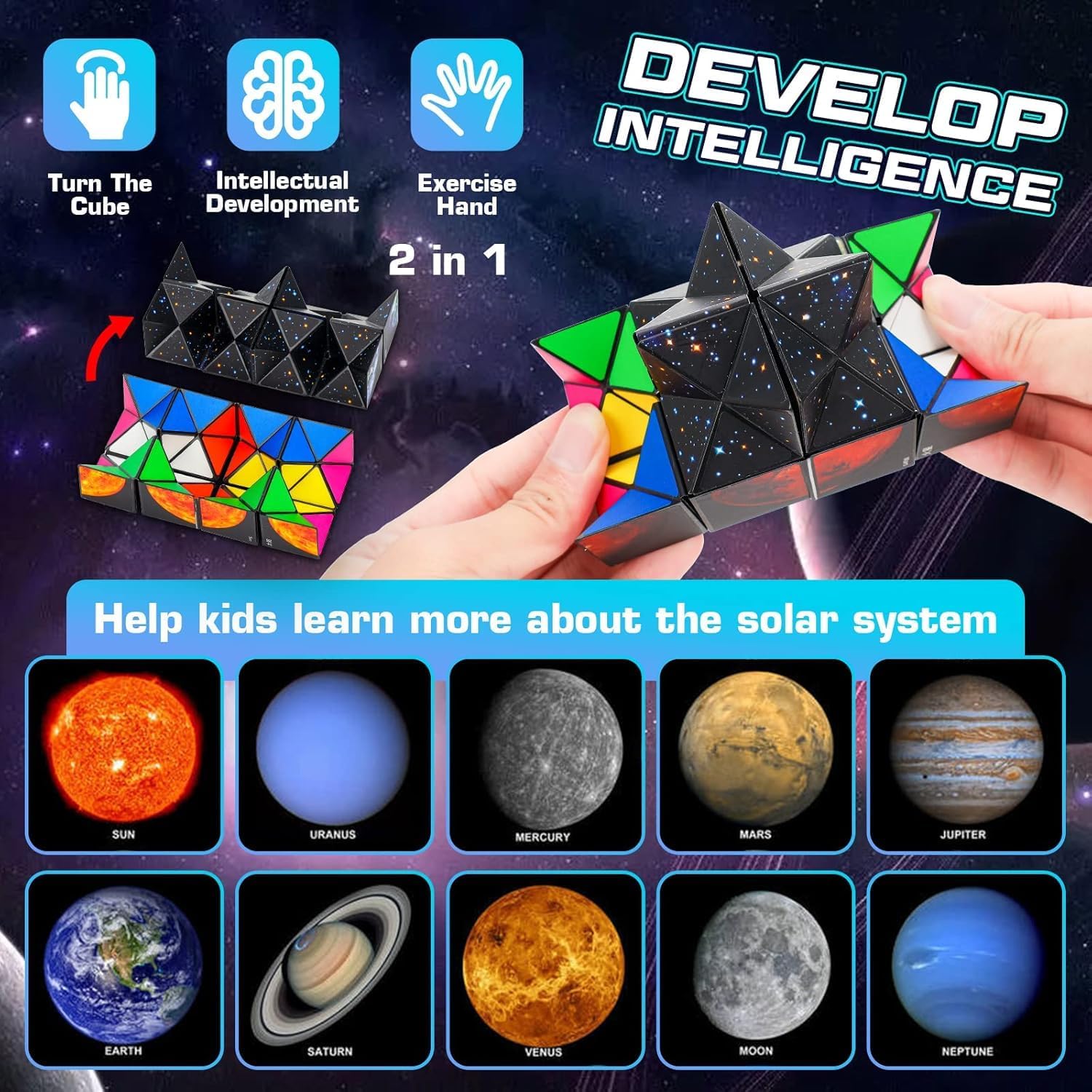 2 in 1Star Cube Magic Cube Set for Kids and Adults,Classic Infinity Cube Fidget Toy, Brain Development Puzzle Games for Children - Image 4