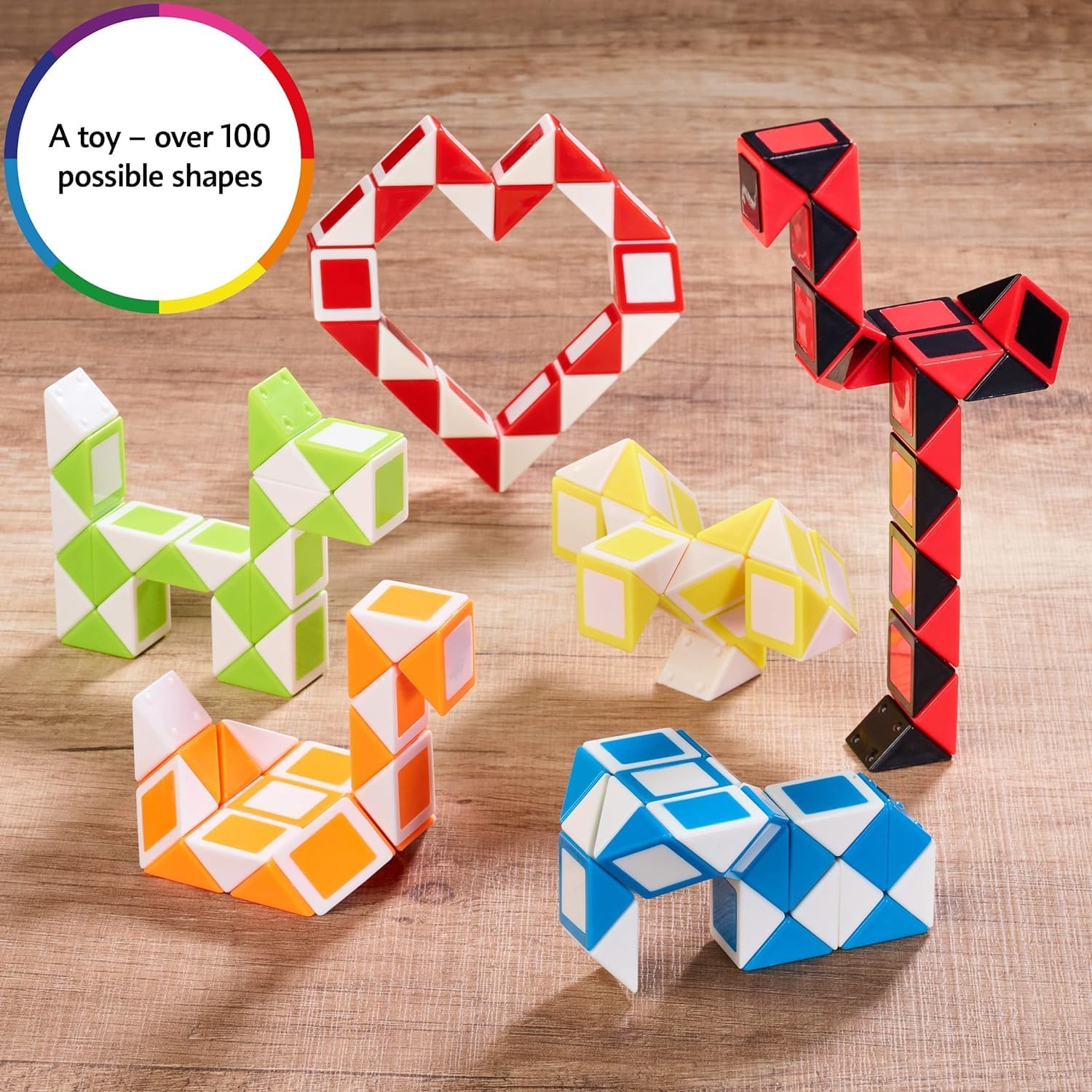 CUBIDI® Magic Snake Cube | Fidget Snake Toy for Kids | Travel Toys for Kids Ages 4-8 | Great Gift for Boys and Girls Birthday, Easter Basket Stuffers | 0.35 inch x 0.55 inch | Set of 6 - Image 3