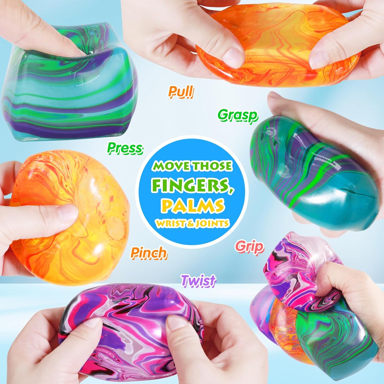 Fidget Toys Squishy Stress Cube, Stress Balls for Kids Adults Squishies Stress Relief, Ice Squishy Cube Sugar Balls, Sensory Toys for Kids with Autism, Fidgets for Classroom Prize Toys (Orange) - Image 5