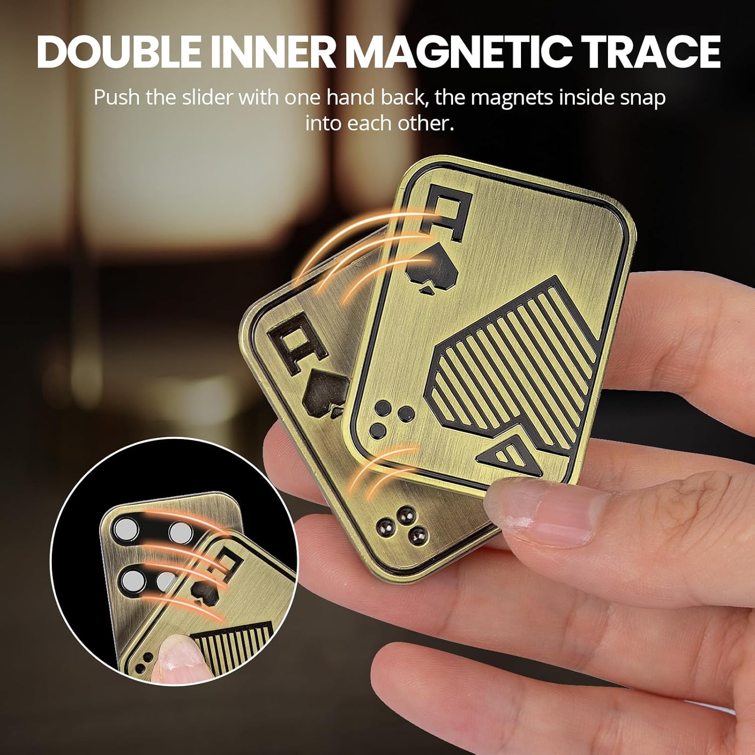 Fidget Toys Adults, Metal Magnetic Fidget Slider, EDC Poker Cards Fidget, Decompression Desk Toys to Relief Anxiety and Stress, Cool Gadgets with Click Sound, Gifts for Men Adults ADHD - Image 3