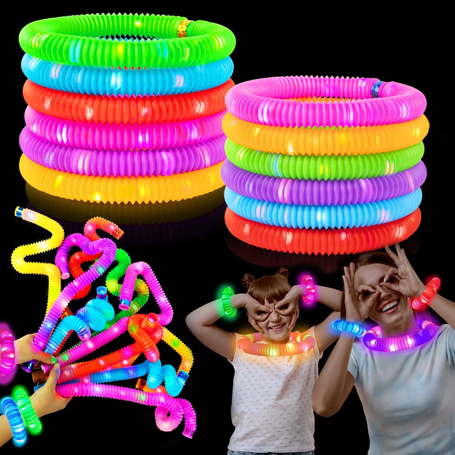 Halloween Glow Sticks Party Favors for Kids 12 PCS-Glow in Dark Party Supplies for Toddlers, Light Up Necklace Bracelet Accessories for Boys Girls, Neon Decorations for Birthday Dance Camp Care - Image 2