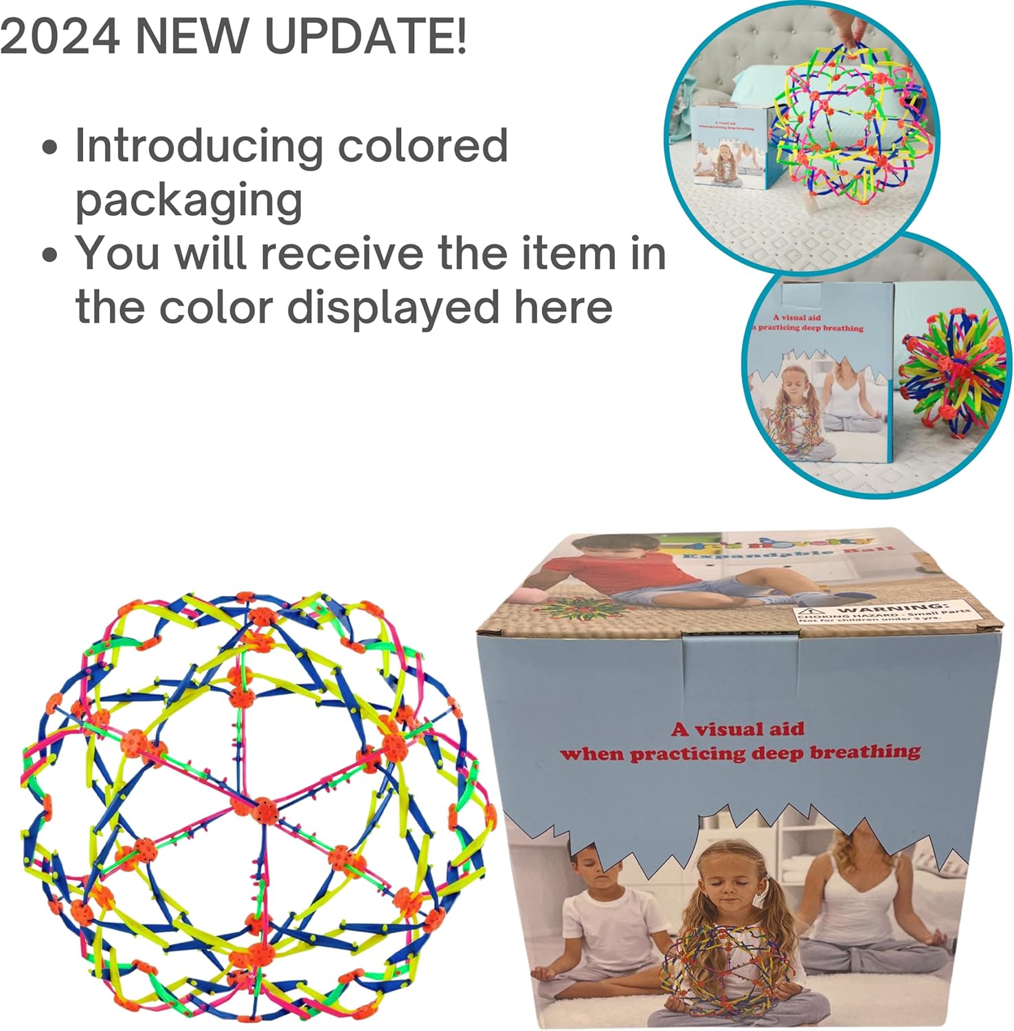 4E's Novelty Expandable Breathing Ball Sphere - Breathing Visual, Fidget Toys Expands from 6 to 12" Expanding Sphere for Kids & Adult - Image 3