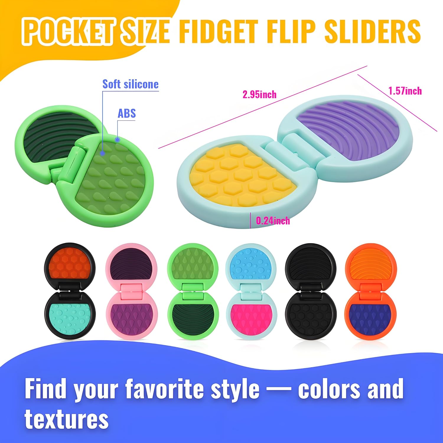 Fidget Toys Adults, Sensory Toys for Kids with Autism, Anxiety Relief Items for ADHD Stress Relief, Fun Fidgets for Teens Textured & Flip Slider - Treasure Box Toys for Classroom (3pcs) - Image 4