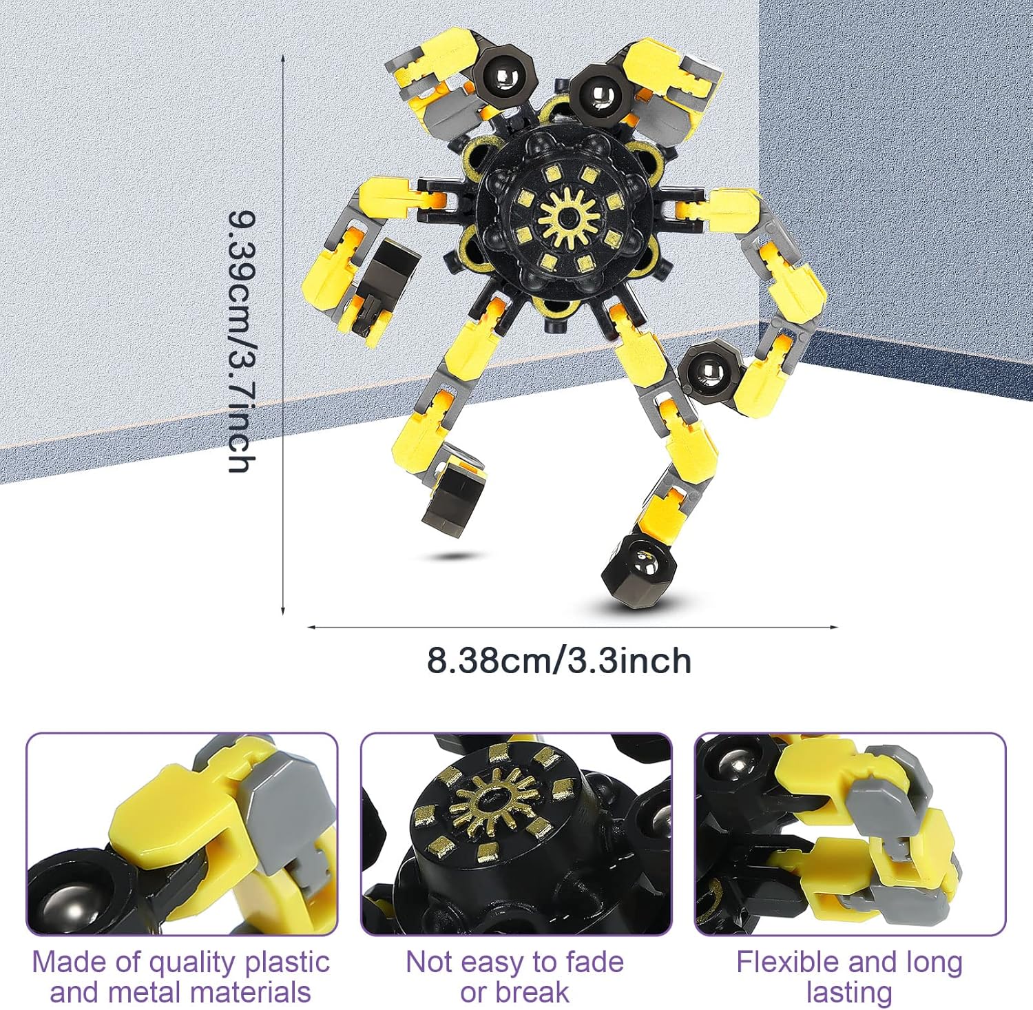 100 Pcs Funny Sensory Fidget Toy Bulk Transformable Chain Robot Finger Toys Fidget Spinners Stress Relief Fingertip Gyro Deformable Mechanical Spiral Spinner for Adult Kids ADHD(Classic) - Image 3