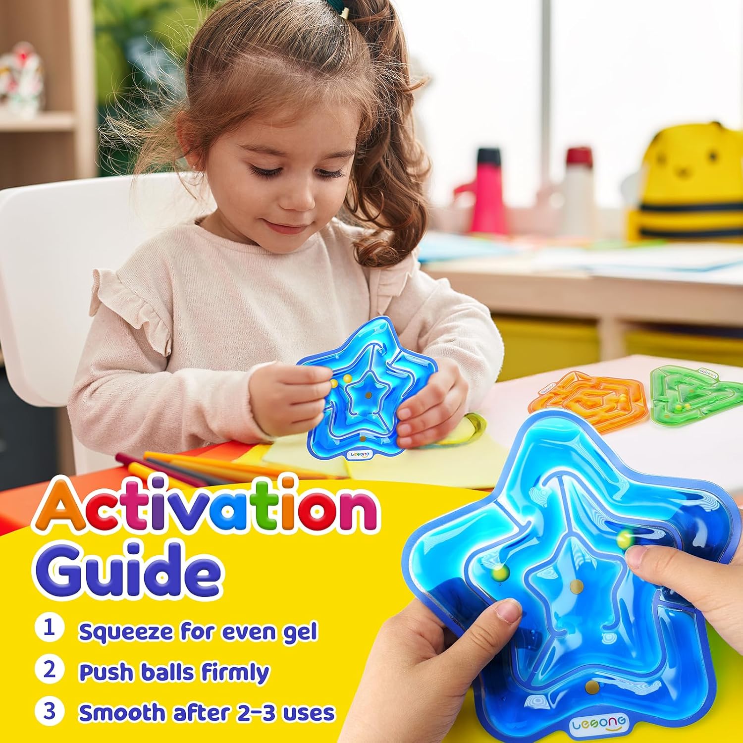LESONG Sensory Fidget Toys for Kids: Gel-Filled Squishy Fidget Maze - Calming Sensory Toys for Autism ADHD Classroom Travel - Prizes for Boys Girls (4 Pack) - Image 3