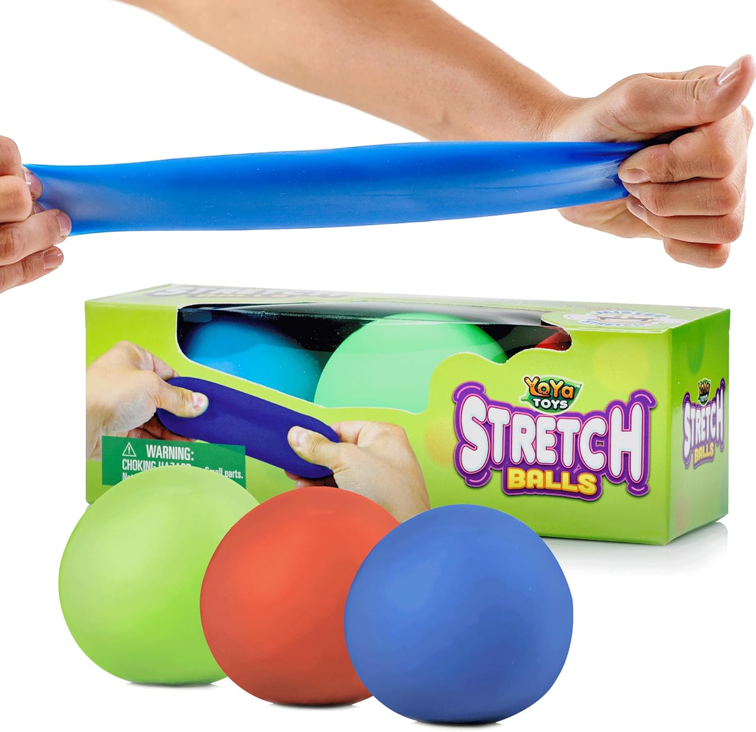YoYa Toys Pull, Stretch and Squeeze Stress Balls - 3 Balls, Elastic Sensory Balls for Stress and Anxiety Relief, Autism and Special Needs Toys, Calming Fidgets for Kids and Adults, Ideal for Classroom - Image 2