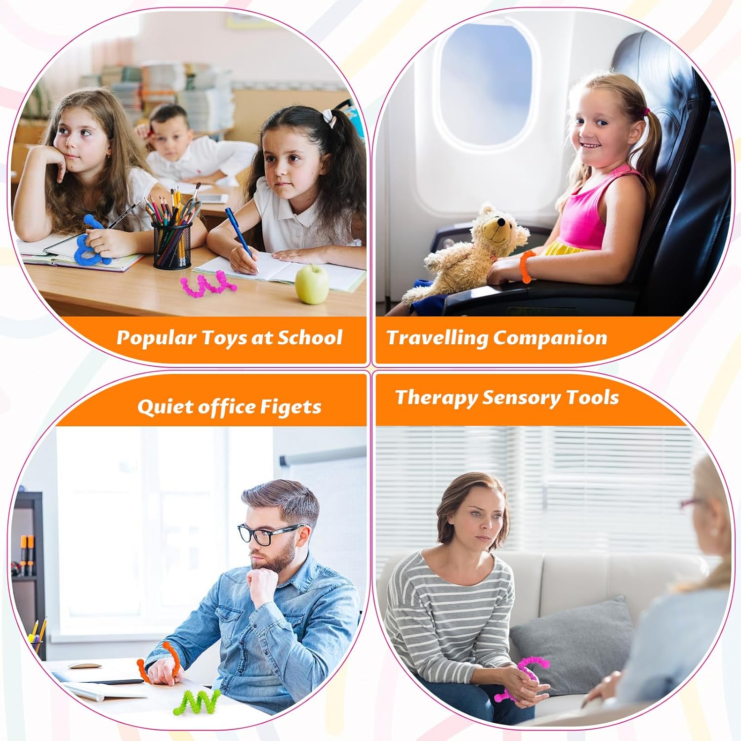 Bendable Sensory Fidget Toys for Kids with Autism & ADHD - Teacher Must Have for Classroom Calm Down Corner, Road Trip Essentials, Christmas & Birthday Stocking Stuffers Gifts for Boys & Girls - Image 5