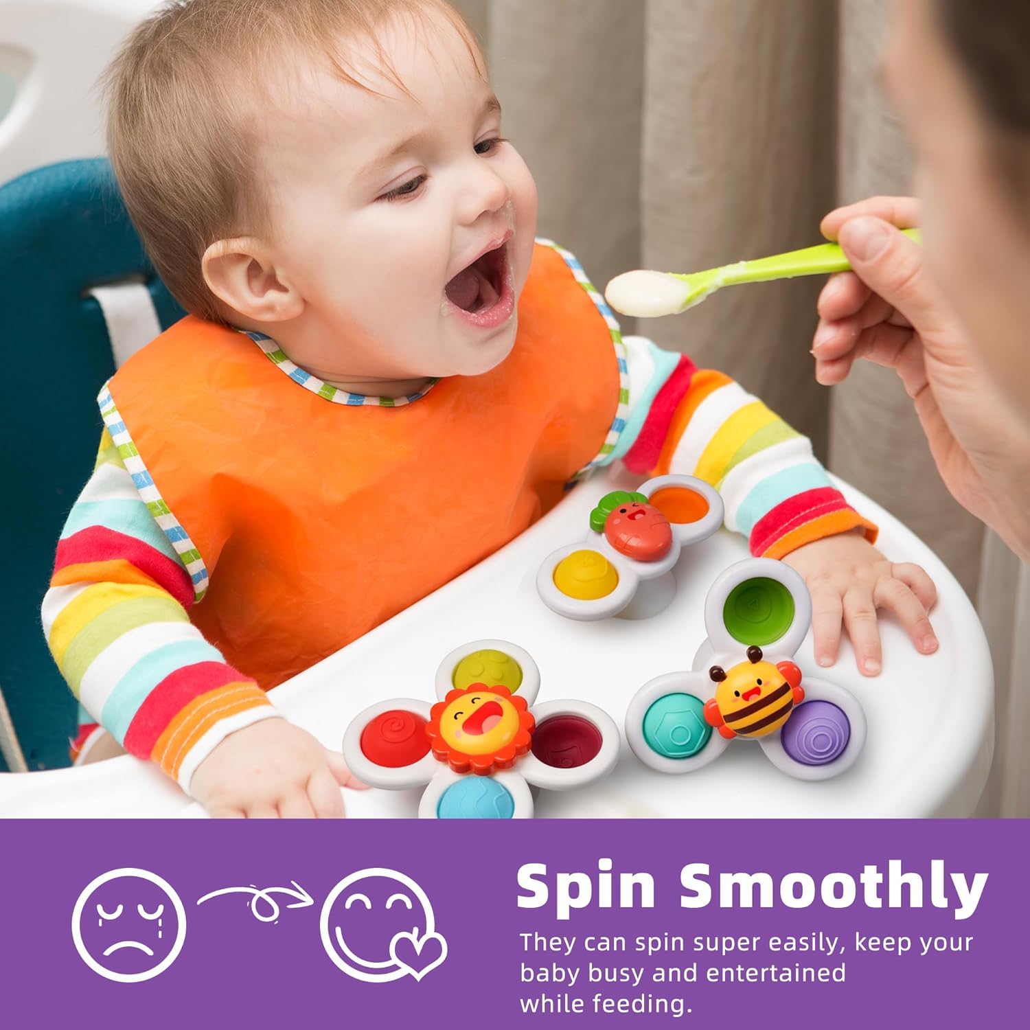 LiKee Strong Suction Cup Fidget Rotating Sensory Bath Toys for Baby, Airplane Car Travel Table & Window Toys for Toddler Boys and Girls, 6+ Months - Image 7