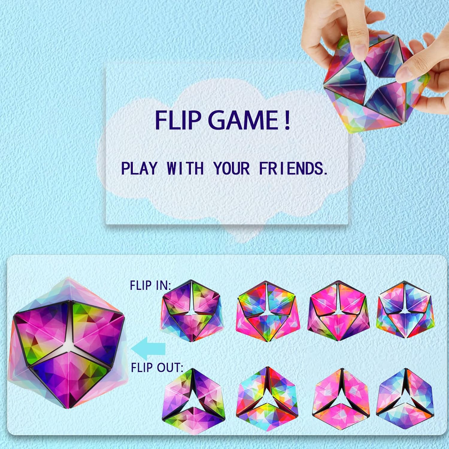 Kaleidocycle Fidget Cube for Kids, Infinity Flips Magic Cube for Adults to Stay Calm and Anxiety Anti Depression Fidget Fidget Toys Tear-Resistant Desk Cool Puzzle Gadget (Ages 3+) - Image 3