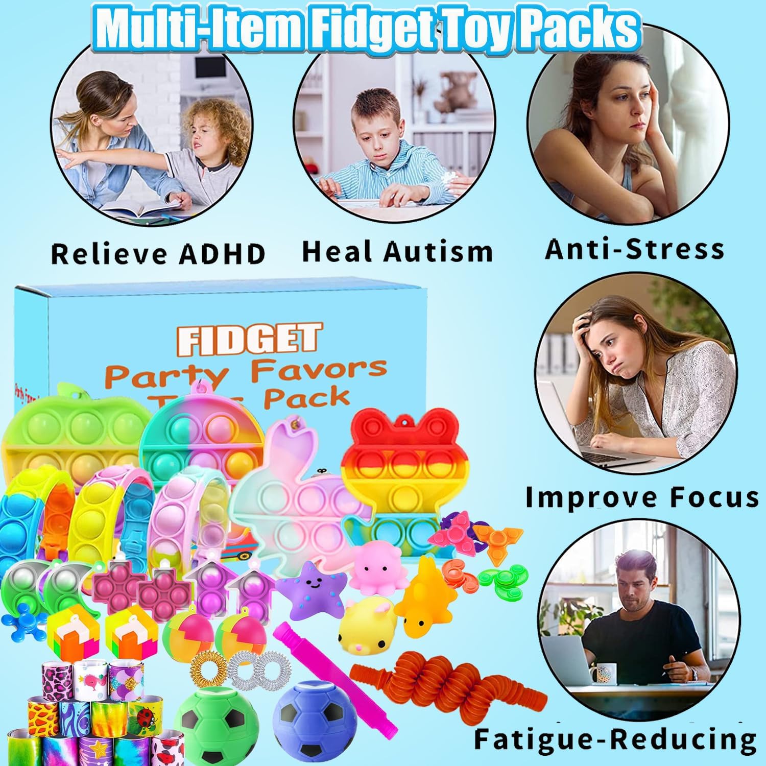 120 Pcs Fidget Toys Party Favors for Kids, Stress Relief Sensory Toys for Anxiety Autism ADHD, Treasure Box Toys for Classroom Prizes, Goodie Bag Stuffers Pinata Fillers - Image 6