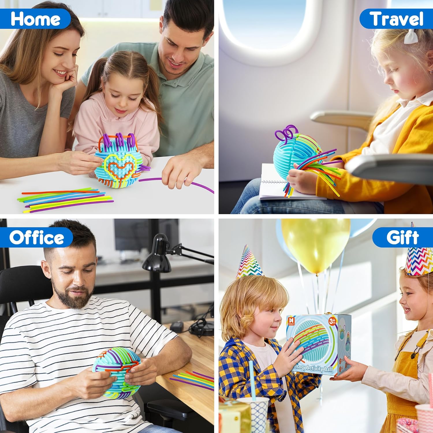 Sensory Fidget Toys for Kids Adults, Sensory Activity Ball with 20 Strings, Sensory Toys for Autism ADHD Calming Focus Stress Relief, Travel-Friendly Toys with Portable Storage Bag - Image 8