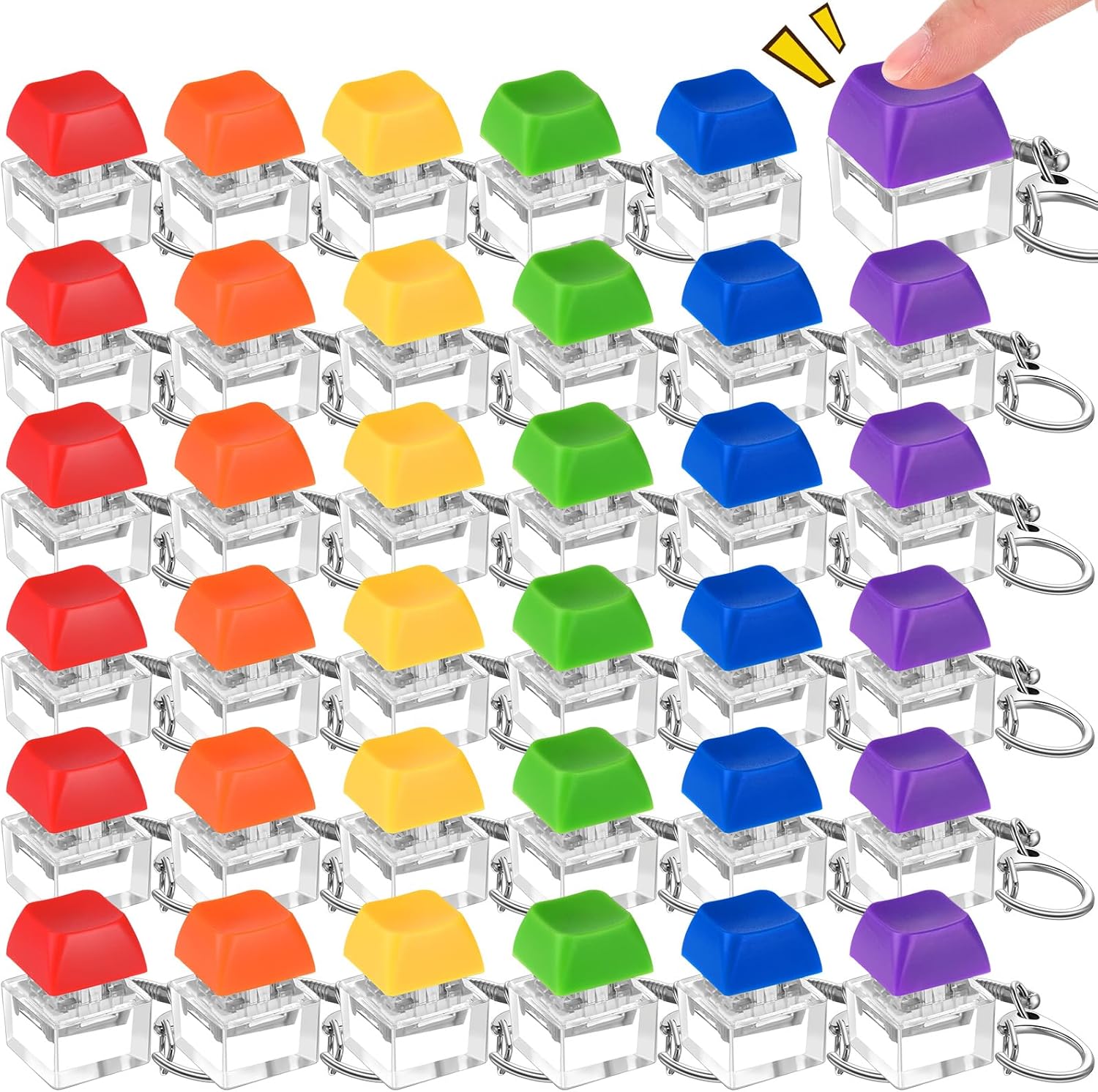 36 Pcs Keyboard Fidget Toy Fidget Clicker Keyboard Keychain Decompression Relief Toys Button Stress Relief Gifts for Adults Kids Pass The Time (Classic Color) - Image 2