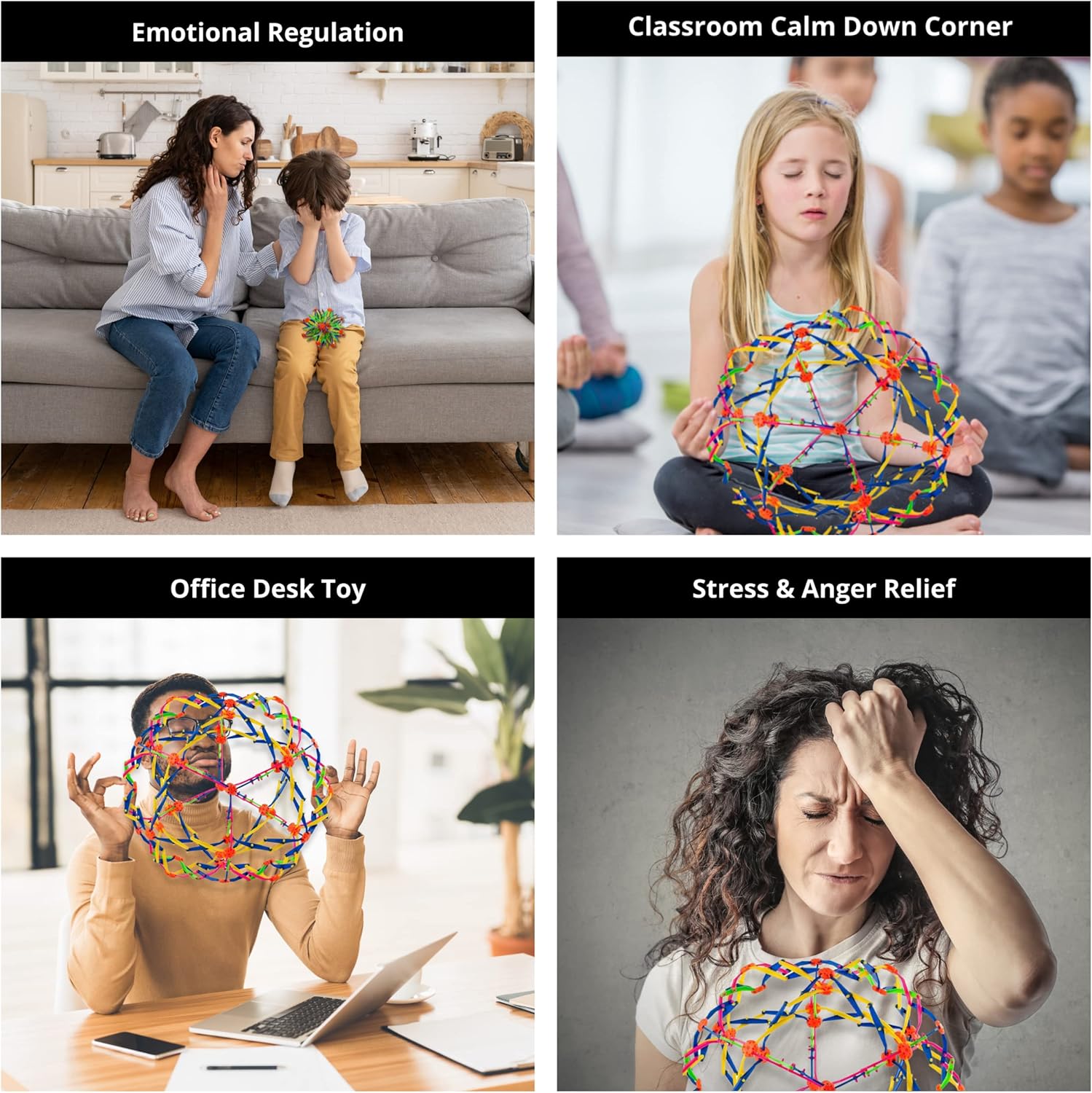 4E's Novelty Expandable Breathing Ball Sphere - Breathing Visual, Fidget Toys Expands from 6 to 12" Expanding Sphere for Kids & Adult - Image 6