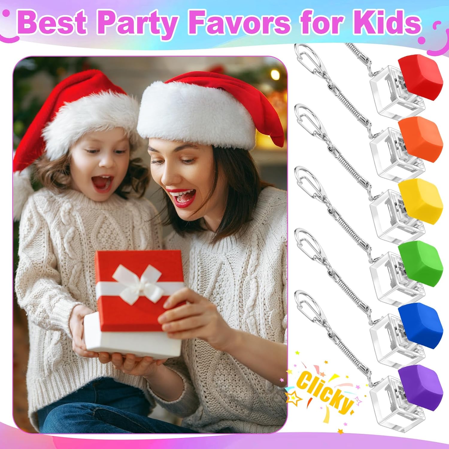 36 Pcs Keyboard Fidget Toy Fidget Clicker Keyboard Keychain Decompression Relief Toys Button Stress Relief Gifts for Adults Kids Pass The Time (Classic Color) - Image 7