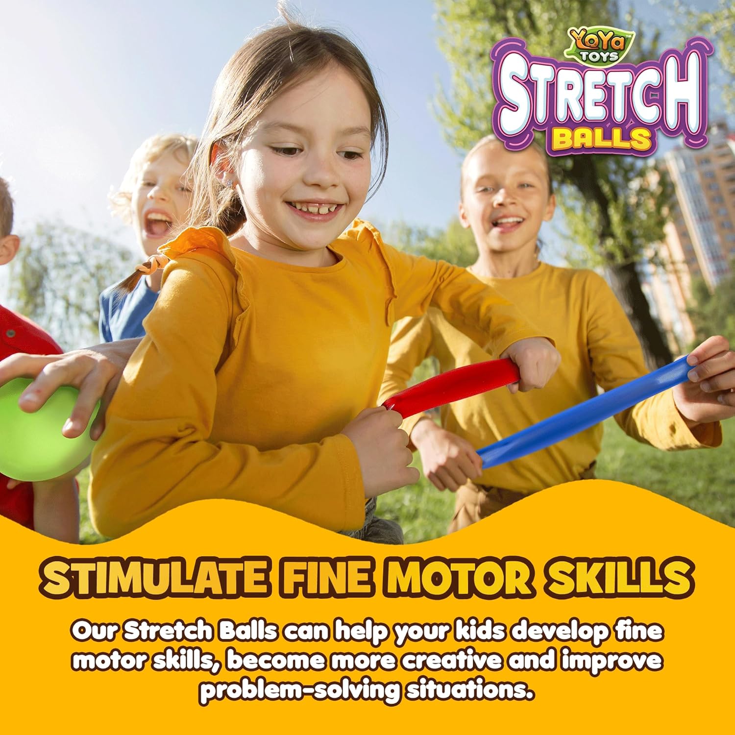 YoYa Toys Pull, Stretch and Squeeze Stress Balls - 3 Balls, Elastic Sensory Balls for Stress and Anxiety Relief, Autism and Special Needs Toys, Calming Fidgets for Kids and Adults, Ideal for Classroom - Image 4