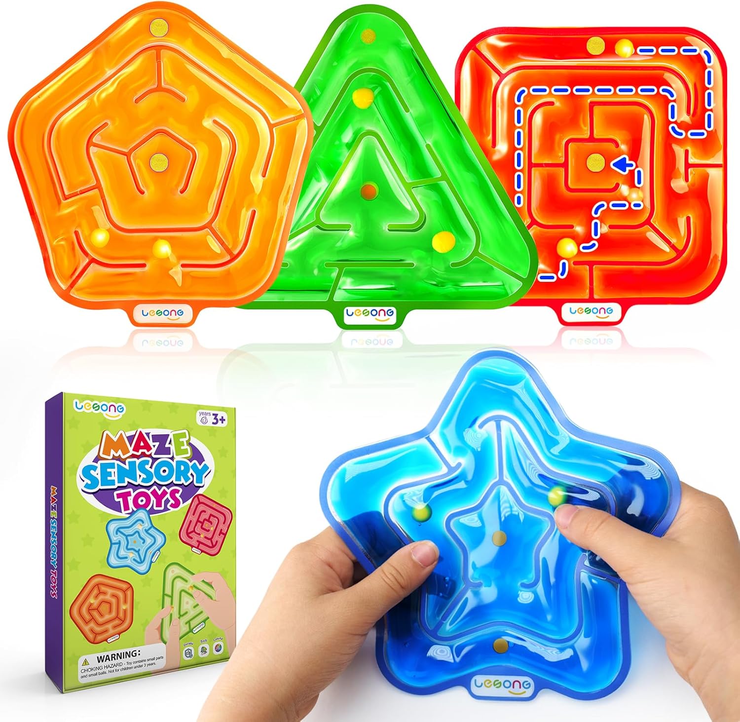 LESONG Sensory Fidget Toys for Kids: Gel-Filled Squishy Fidget Maze - Calming Sensory Toys for Autism ADHD Classroom Travel - Prizes for Boys Girls (4 Pack) - Image 2