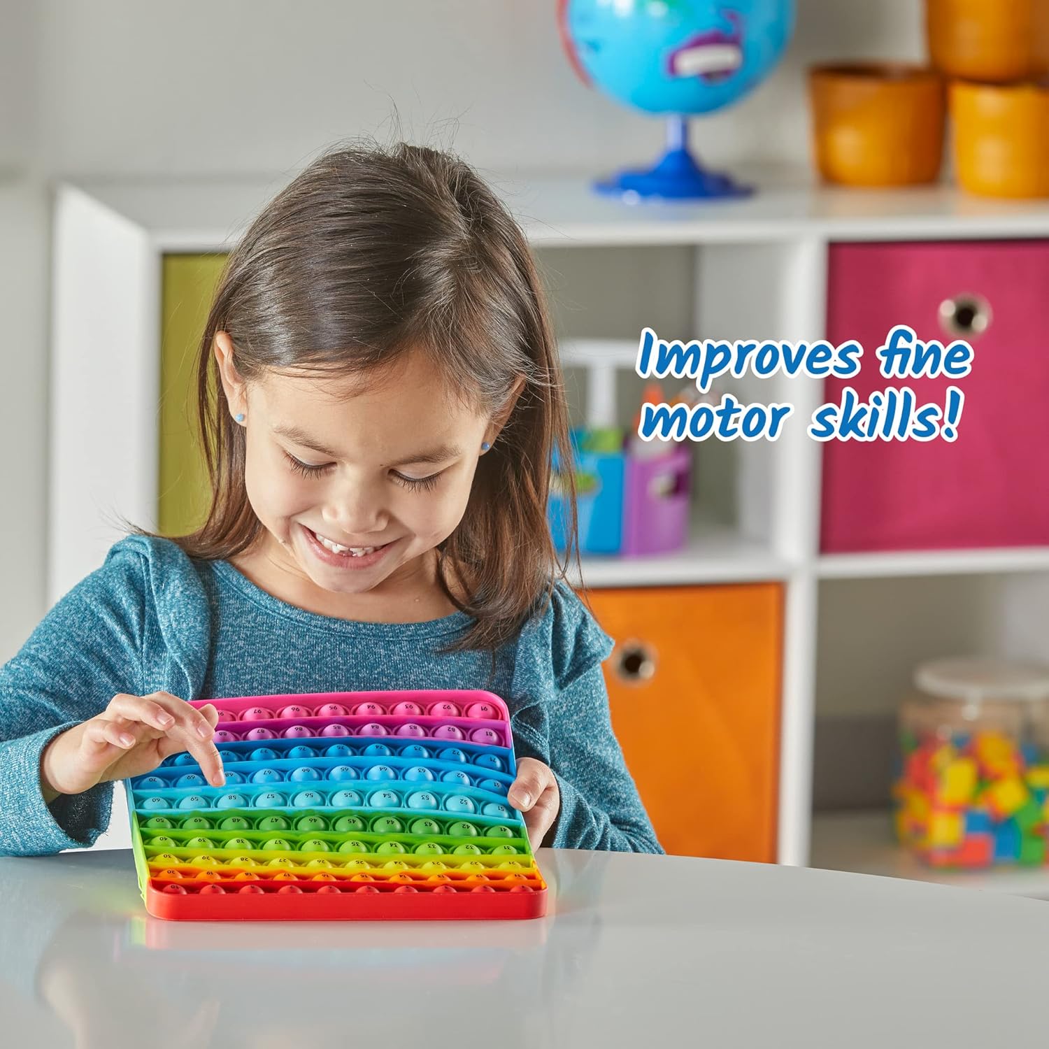 hand2mind Hundred Board Sensory Bubble Popper, Pop Fidget Toys for Kids, Multiplication Board, Math Manipulatives Kindergarten, Fine Motor Toys, Fidgets for Classroom, Calm Down Corner Supplies - Image 6