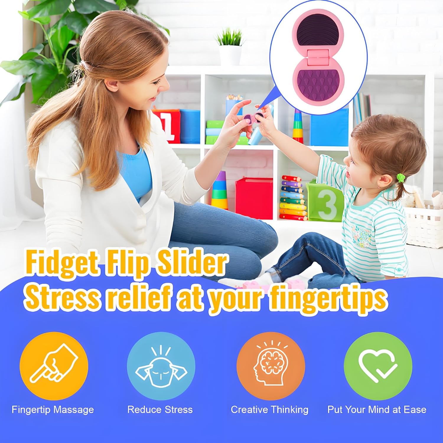 Fidget Toys Adults, Sensory Toys for Kids with Autism, Anxiety Relief Items for ADHD Stress Relief, Fun Fidgets for Teens Textured & Flip Slider - Treasure Box Toys for Classroom (3pcs) - Image 6