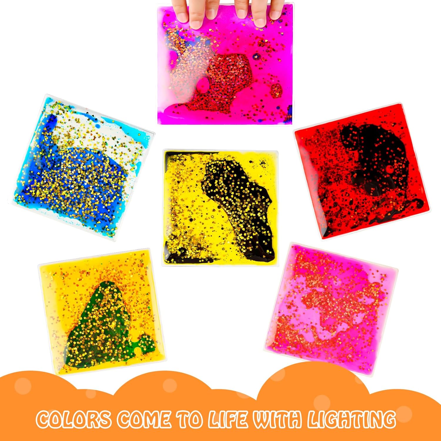 Sensory Soft Gel Liquid Toys: Water Sensory Fidget Toys Square Sensory Toys for Autistic Children 6-Pack - Image 5