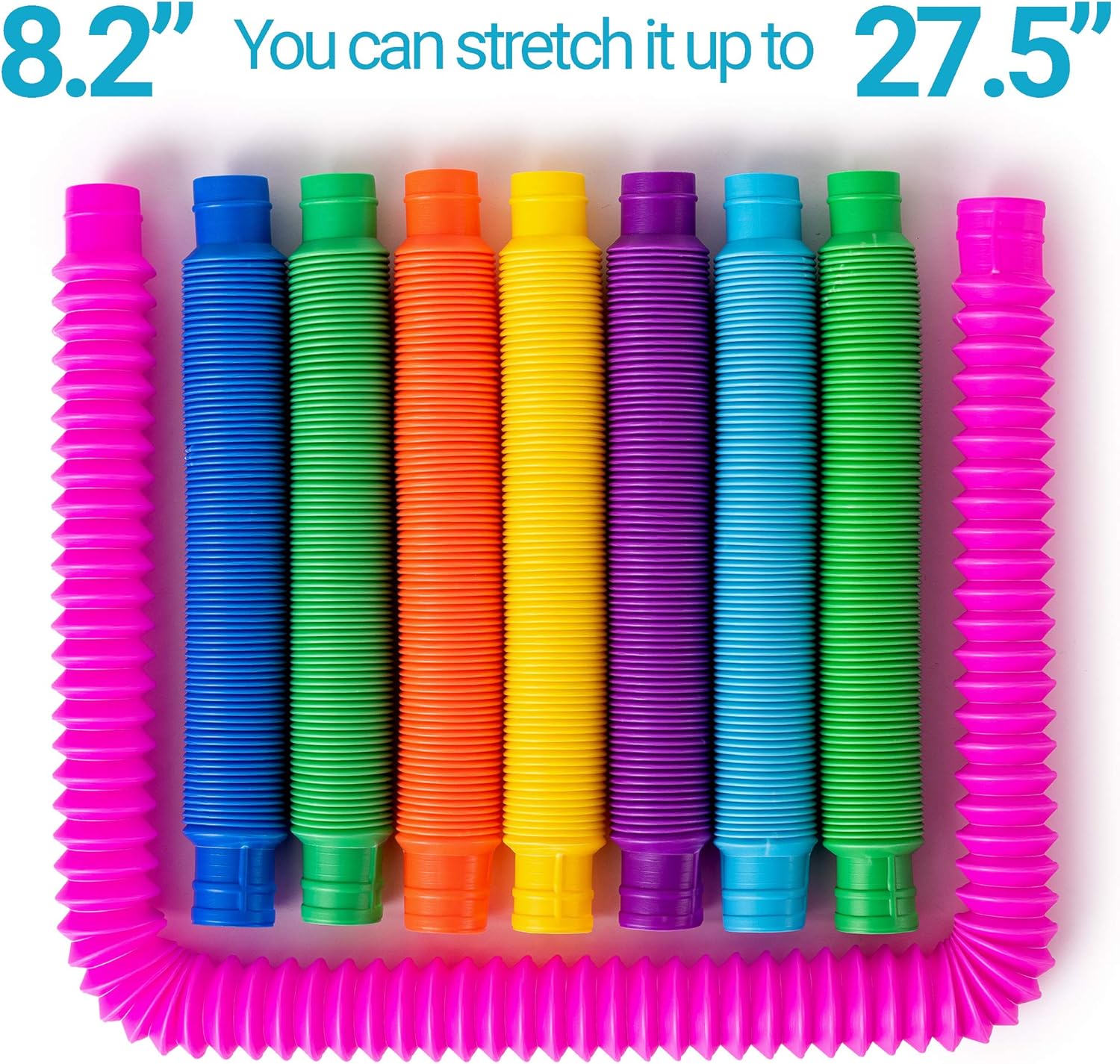 Nutty Toys Pop Tubes - Sensory Toys - Endless Creativity & Fun for Kids and Toddlers |8 Pack Large| - Connect & Pop! Top ADHD Autism Fidget 2025, Best Boy & Girl Christmas Stocking Stuffers Gift Idea - Image 8