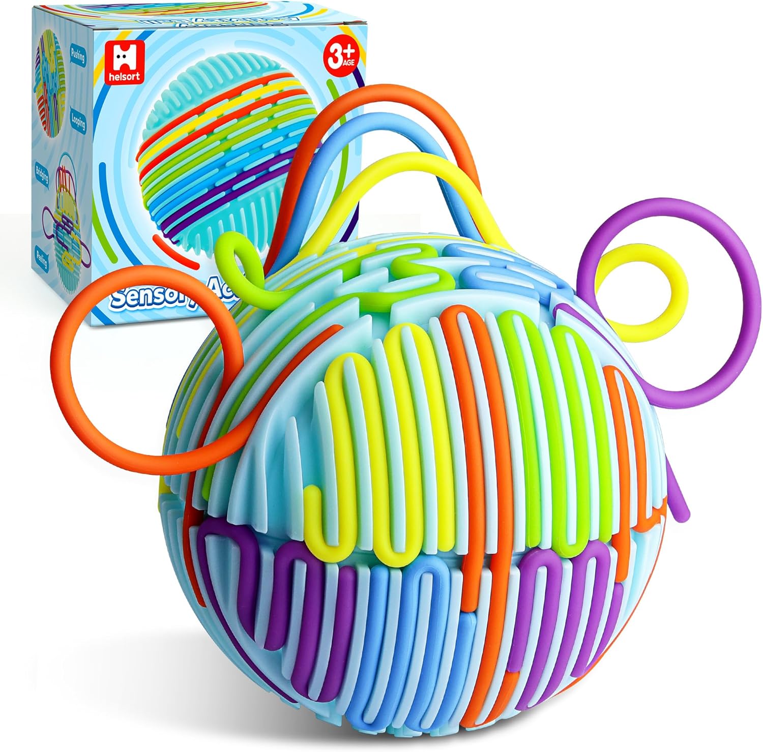 Sensory Fidget Toys for Kids Adults, Sensory Activity Ball with 20 Strings, Sensory Toys for Autism ADHD Calming Focus Stress Relief, Travel-Friendly Toys with Portable Storage Bag - Image 2