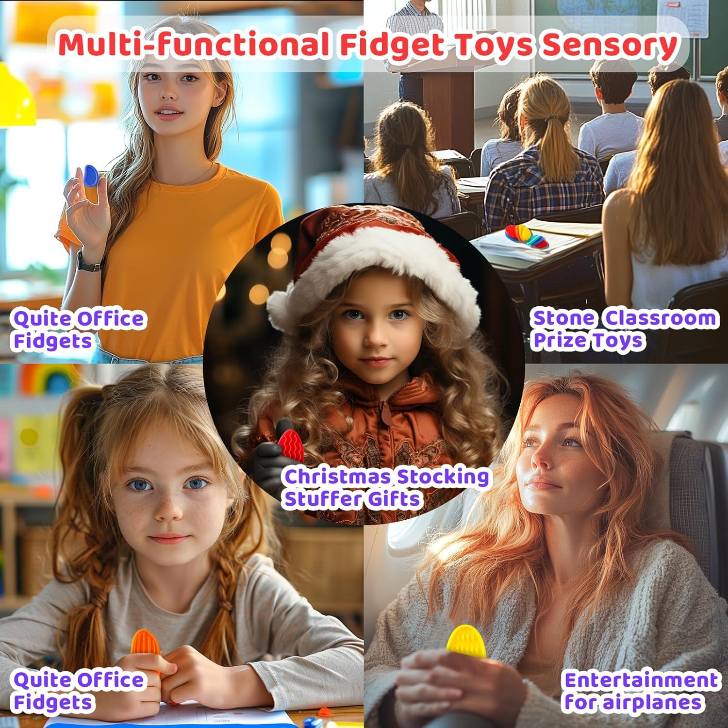 Fidget Toys Kids Sensory Stone: 8 Pack Silicone Textured Soft Worry Stones - Small Silent Autism Fidgets for Anxiety Relief | Calm Down Quiet Item Toys | Classroom Students Prizes - Image 7