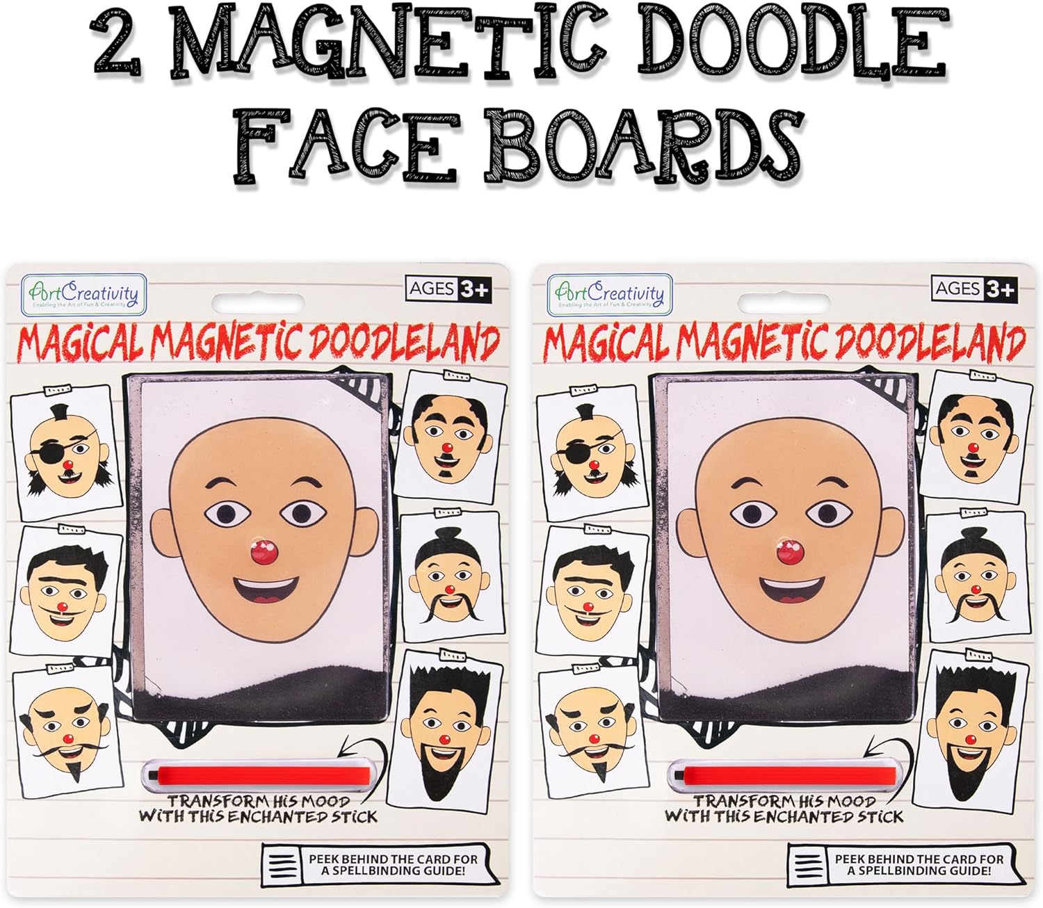 ArtCreativity Magnetic Drawing Face - 2 Pack - Travel Toys for Kids, Magnetic Toys Game, Magnet Drawing Doodle Board for Kids - Retro Toy, Vintage Toy, Travel Essentials Games for Ages 3+ - Image 3