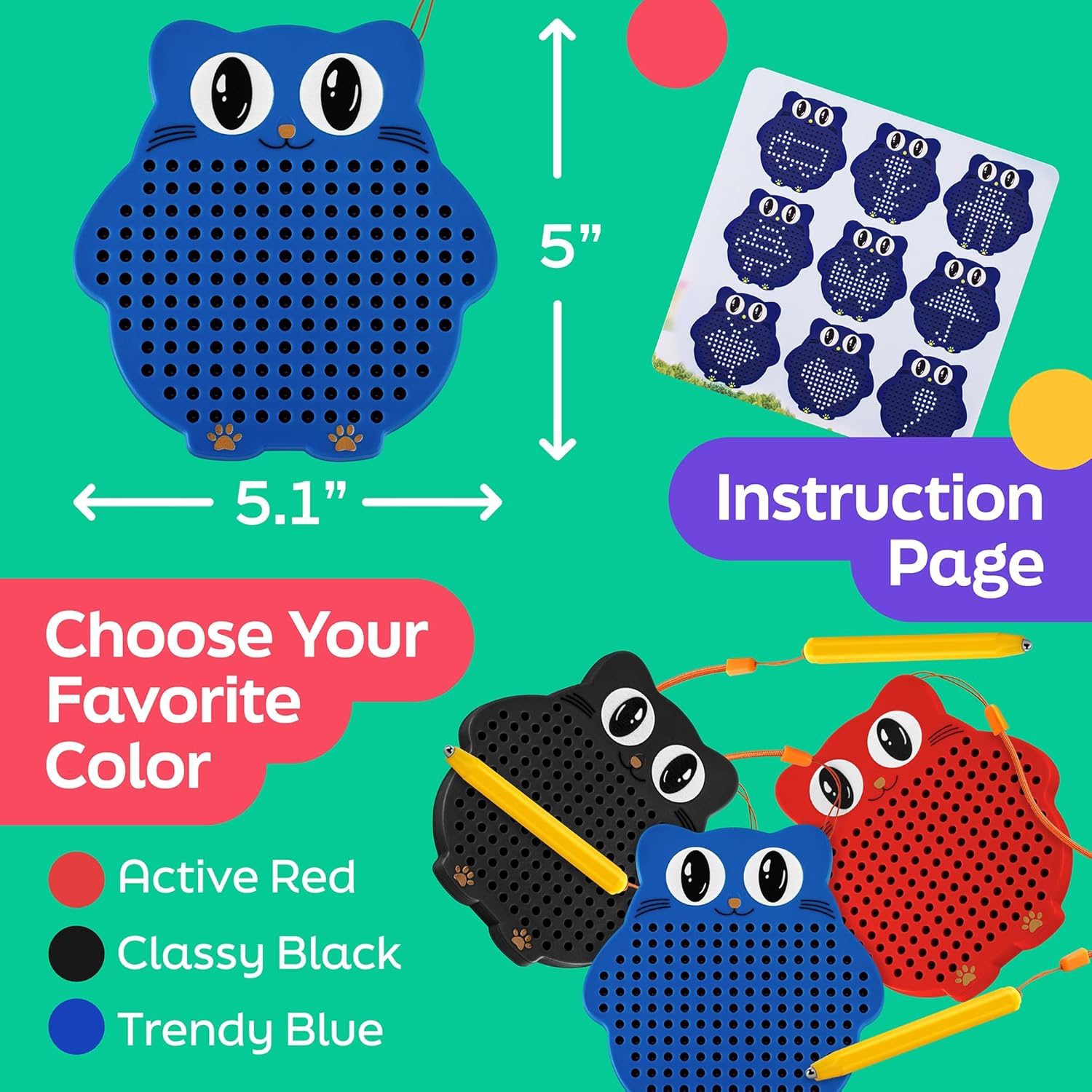 Magnetic Drawing Board for Kids & Toddlers with Beads and Magnet Stylus Pen - Magnetic Travel Toy for Airplane & Car Ride Activities for Kids - Image 7