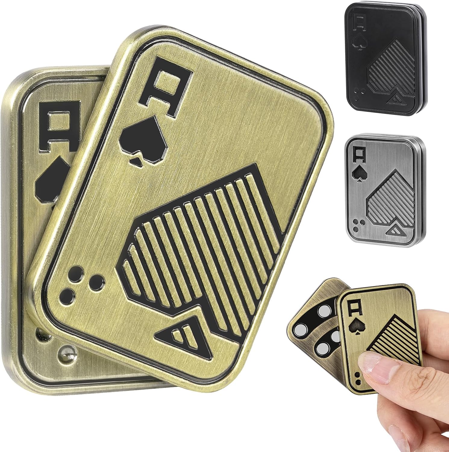 Fidget Toys Adults, Metal Magnetic Fidget Slider, EDC Poker Cards Fidget, Decompression Desk Toys to Relief Anxiety and Stress, Cool Gadgets with Click Sound, Gifts for Men Adults ADHD - Image 2